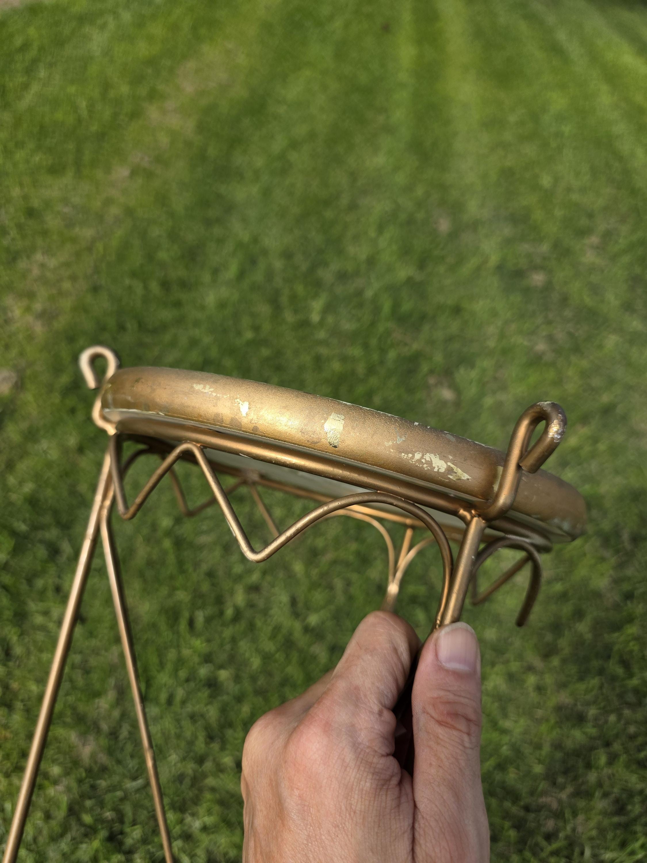 Vintage Rose Motif Accent Table – Wooden Top × Gilded Metal Base