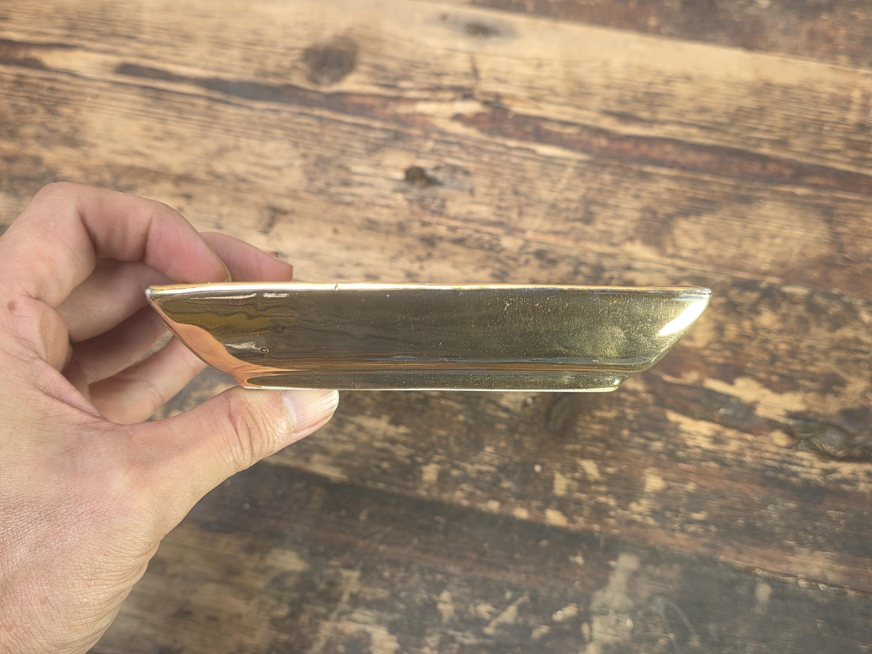 Tozai Home Gold Ceramic Rectangular Trays 9.75" Metallic Finish Plates Set of 3