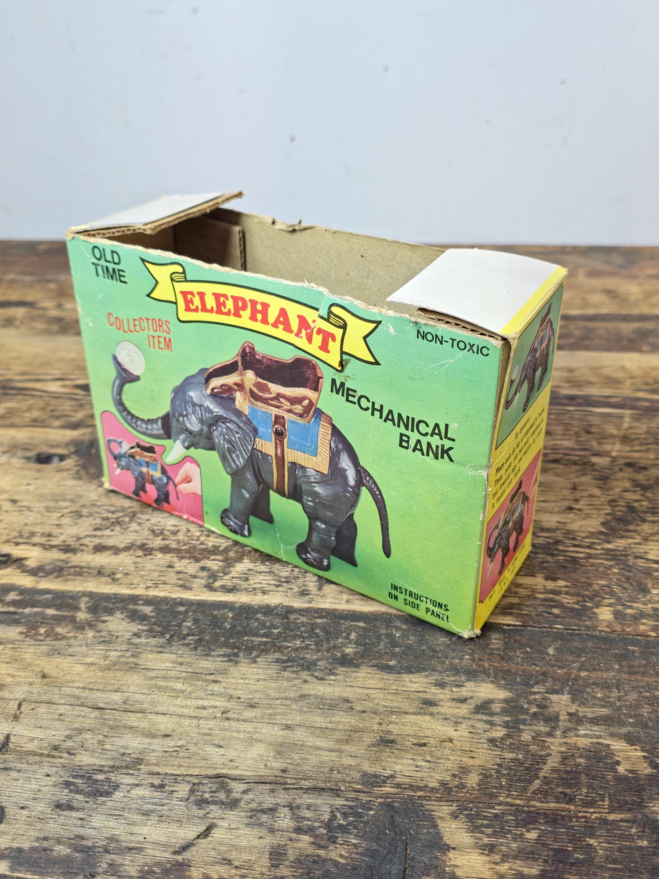 Vintage 1975 J.N.N.Y. Elephant Coin Bank — Made in Hong Kong w/ Box