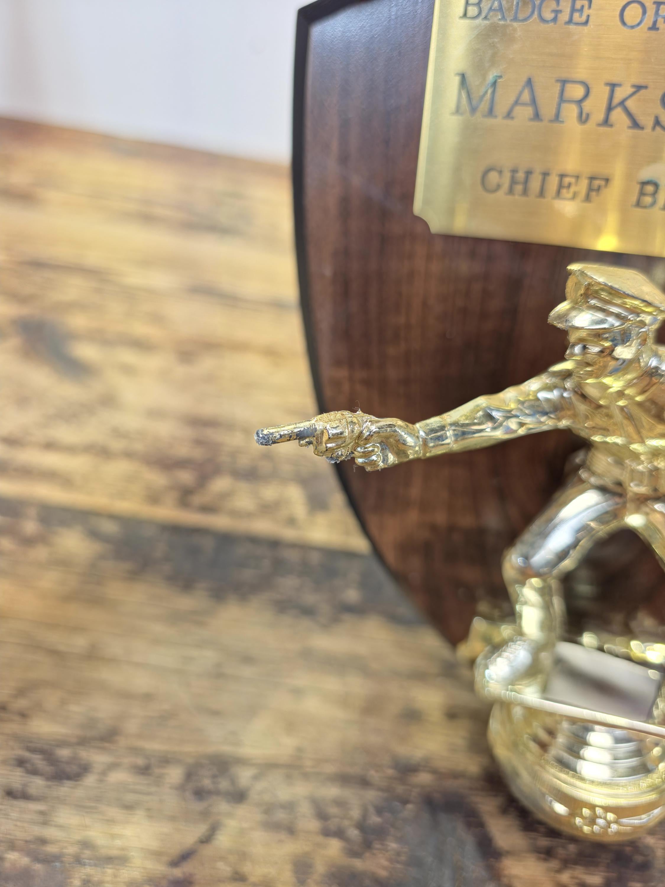 Vintage Hollywood Trophy Co. “Chief Bill Vickery” Marksman Plaque Studio Display