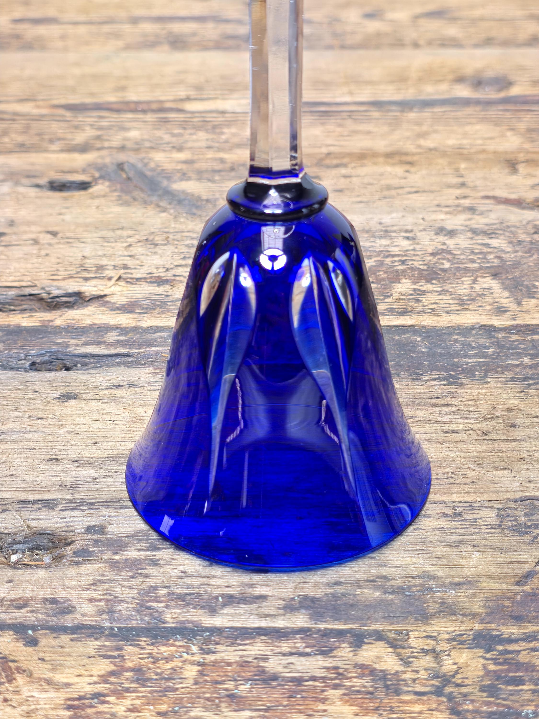 Saint Louis France Crystal Wine Glass Cerdagne Pattern Cobalt Blue 7 3/4”