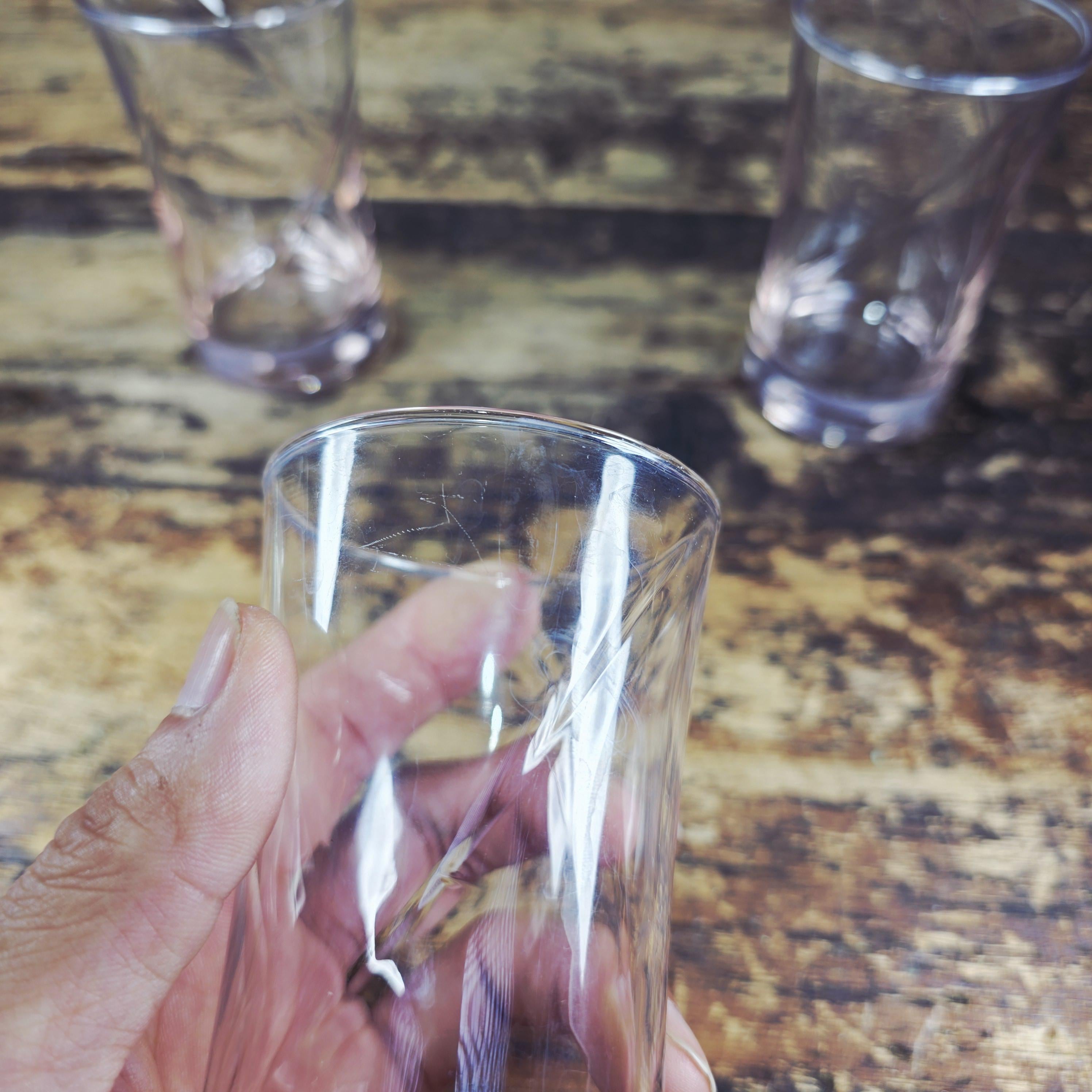 Vintage Blush Pink Swirl Glass Tumblers – Set of 3 (6 oz. each)