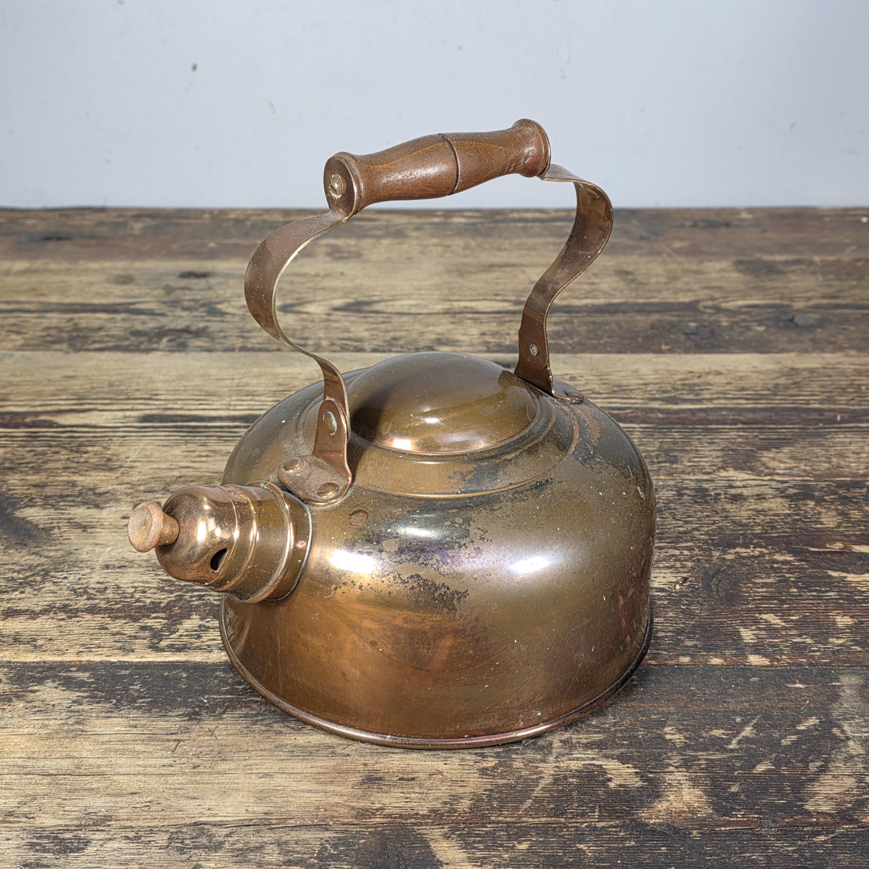 Vintage ODI Solid Copper Kettle with Wooden Handle – Made in Portugal, 1960s–70s