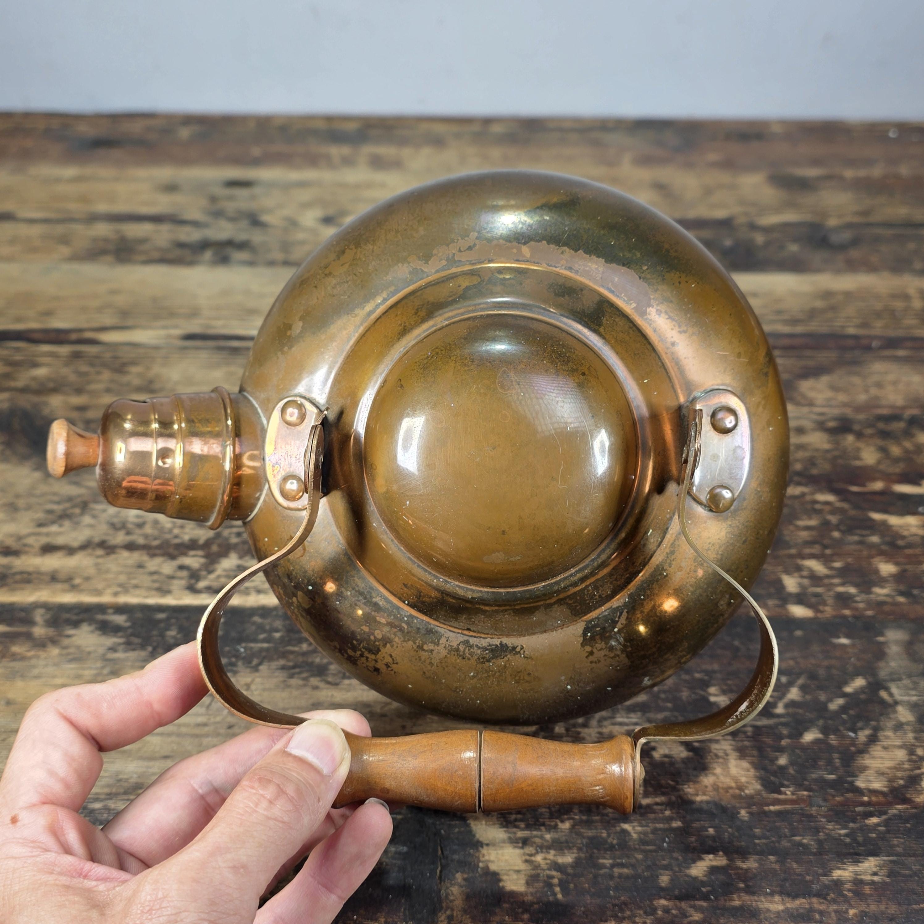 Vintage ODI Solid Copper Kettle with Wooden Handle – Made in Portugal, 1960s–70s