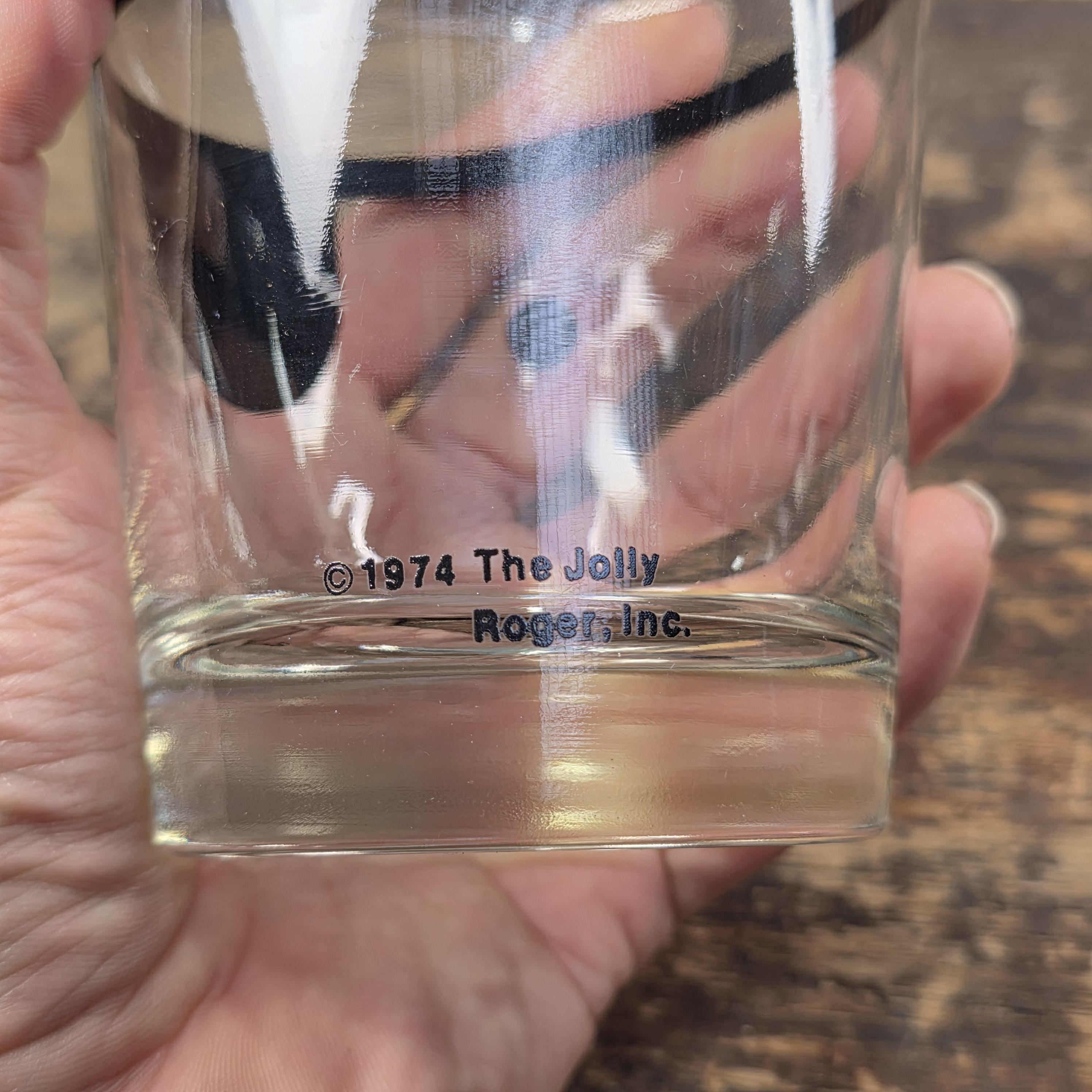 1974 The Jolly Roger Pirate Rocks Glass by Libbey Vintage Barware USA