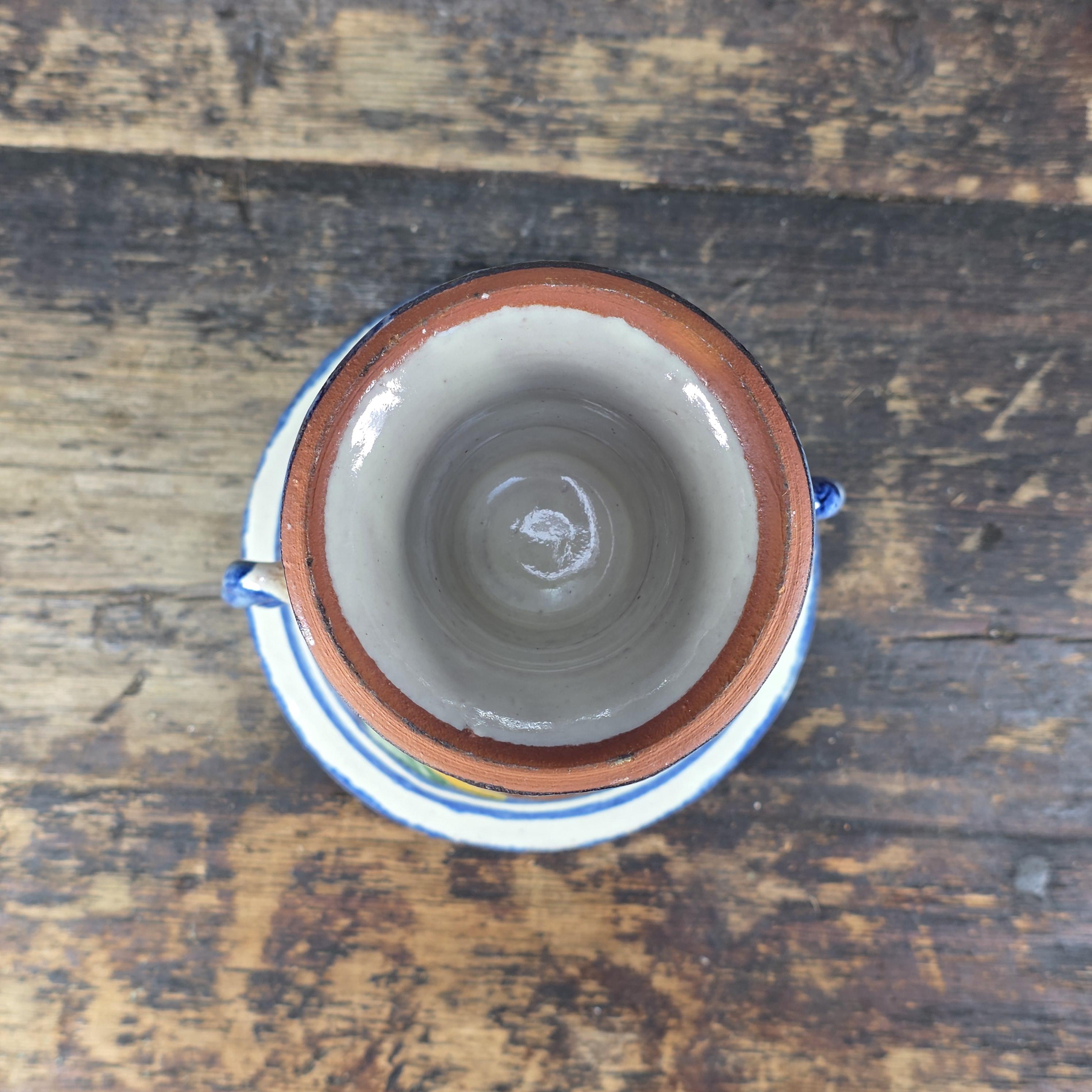 Vintage Mexican Talavera Hand-Painted Chalice Vase / Goblet Form Pottery