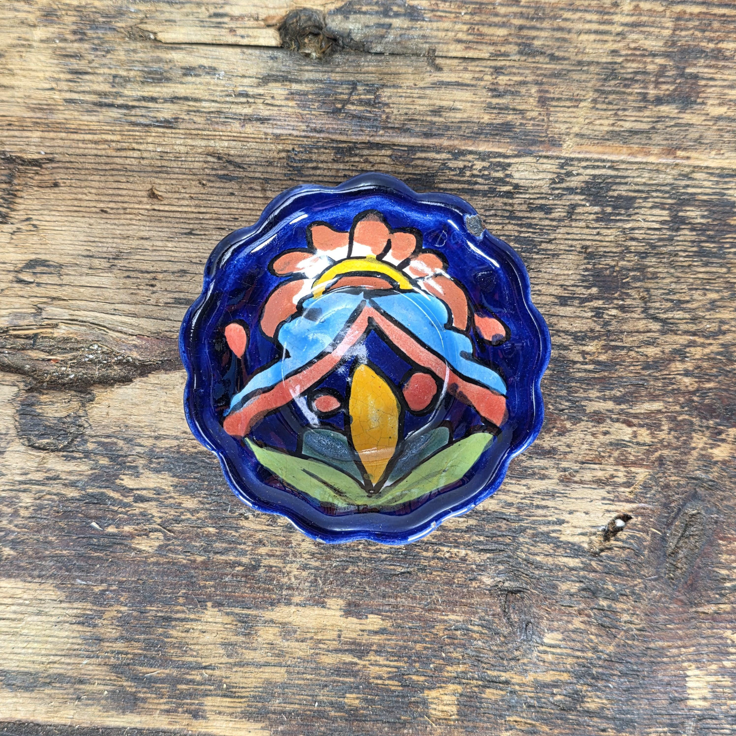 Hand Painted Talavera Small Bowls Set, Mexican Folk Art Pottery (4pcs)