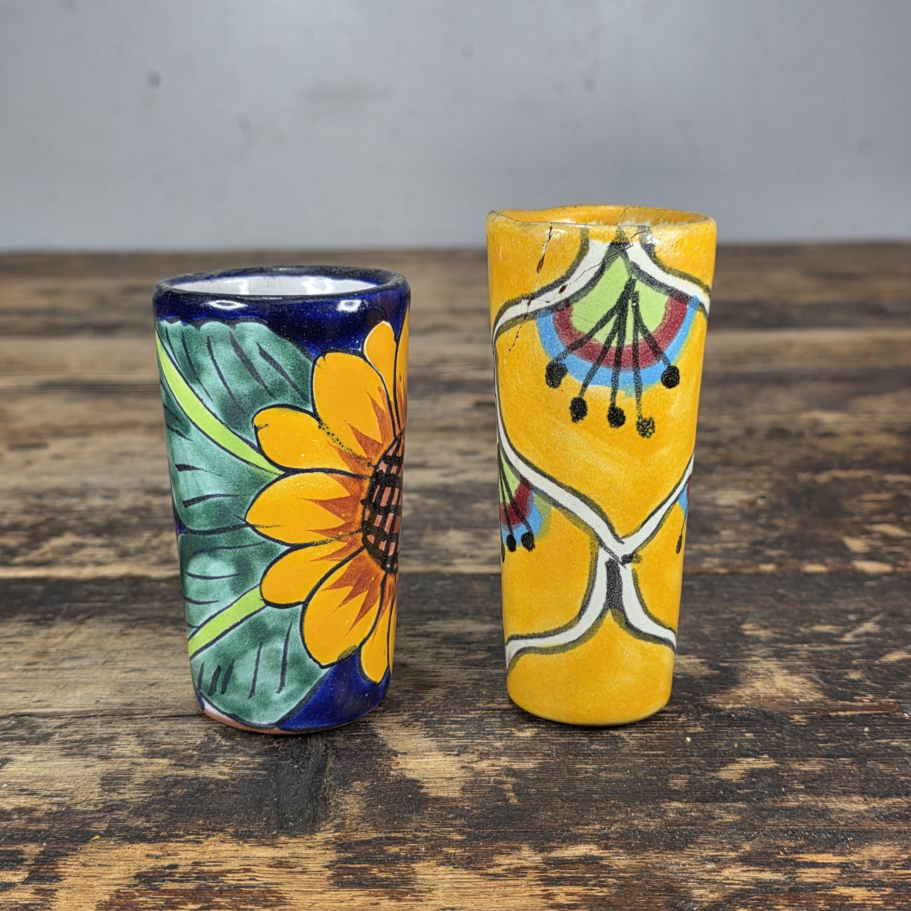 Vintage Talavera Mexico Shot Glasses – Hand Painted Ceramic Set