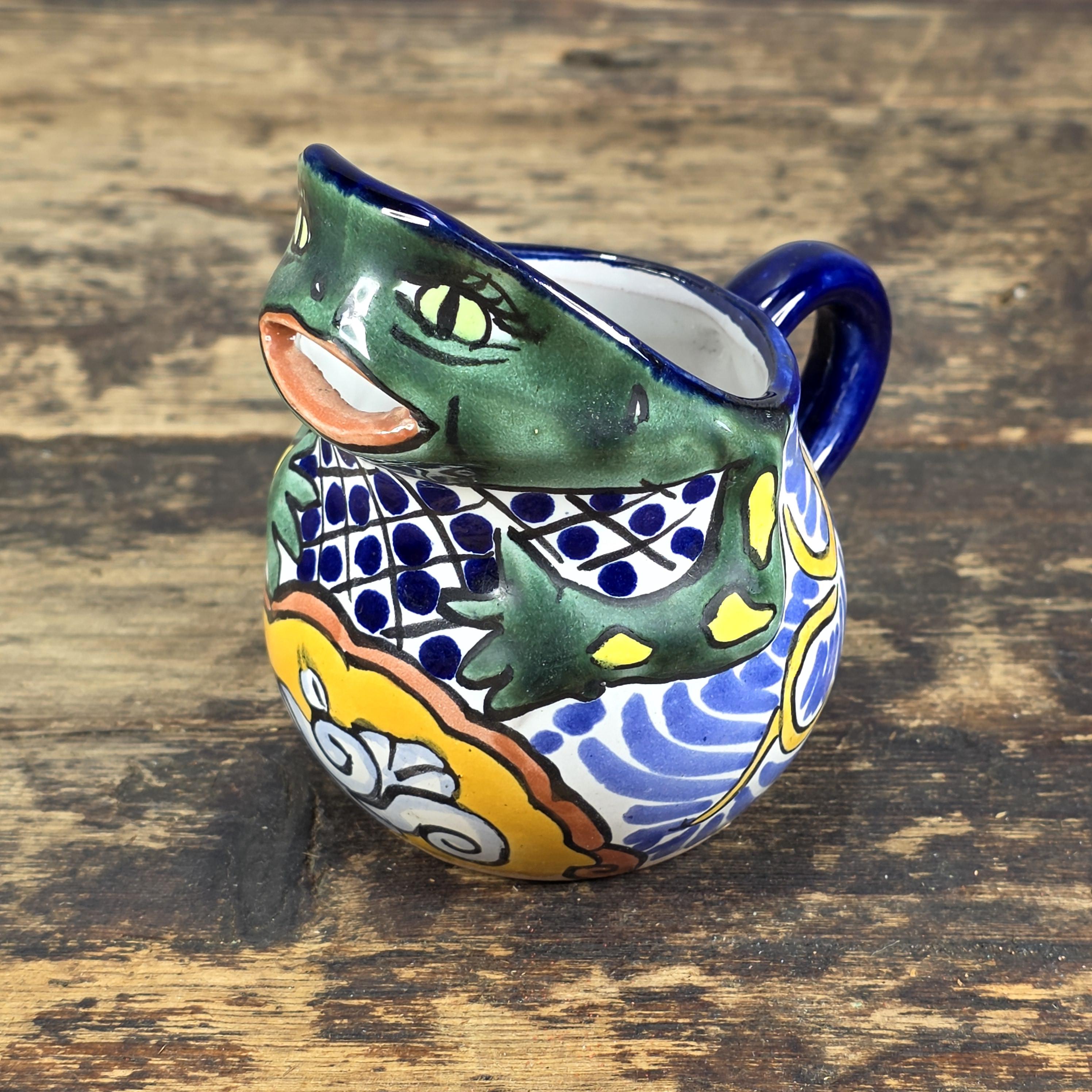 Vintage Talavera Mexico Frog Creamer – Hand Painted Folk Art Pottery