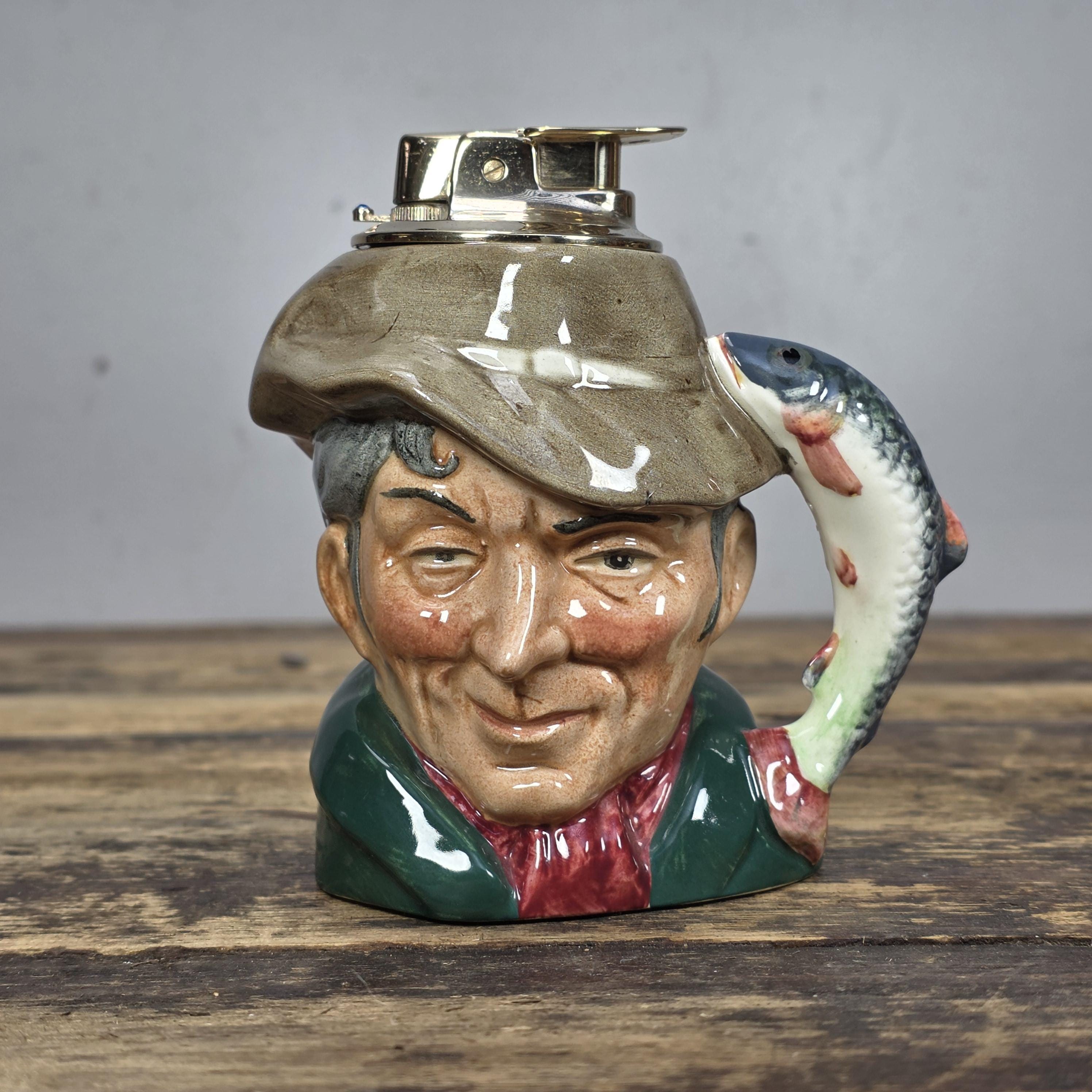 Royal Doulton The Poacher Character Jug Table Lighter Ronson Insert 1954 England