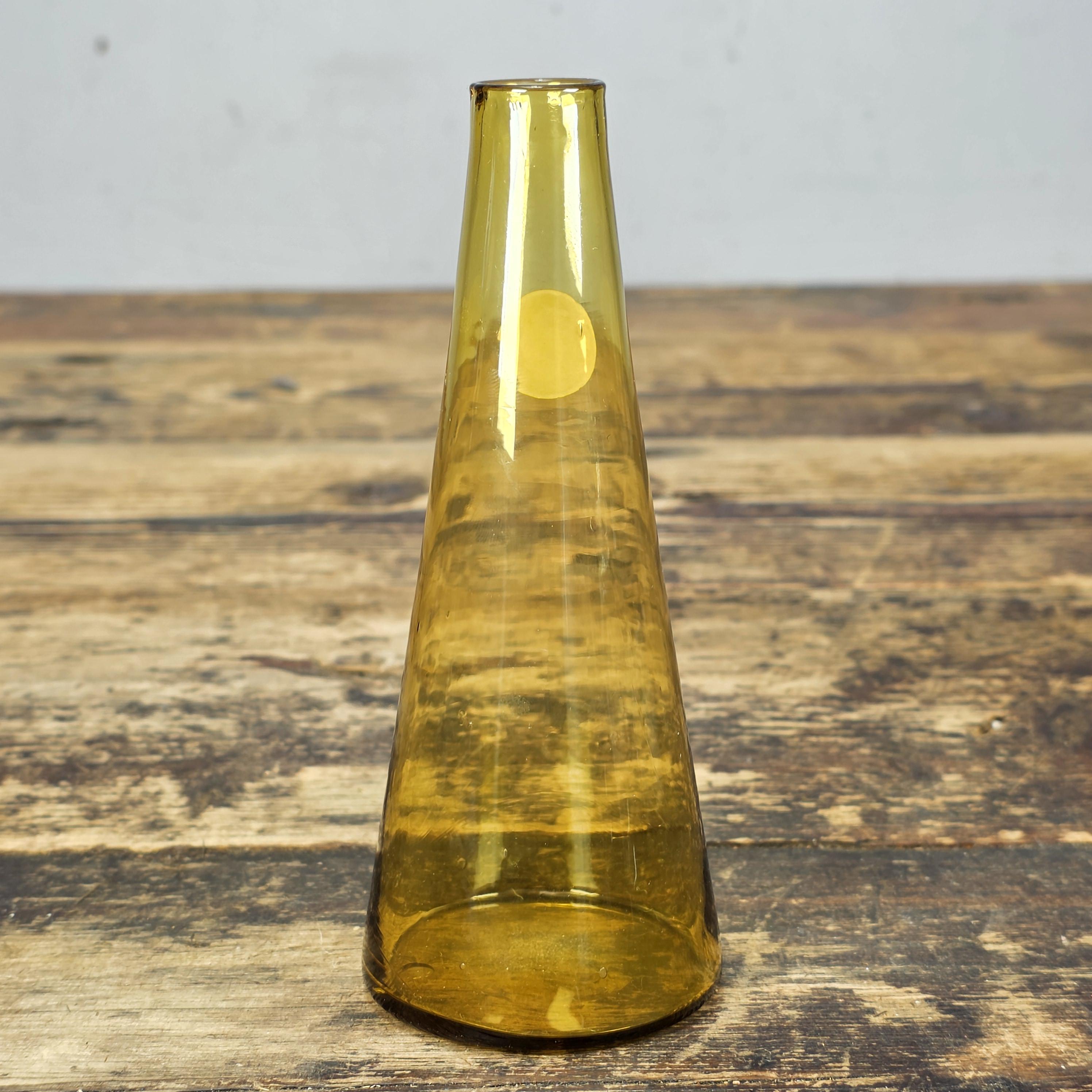 Counterpoint San Francisco Amber Hand Blown Glass Vase Made in Japan 1960s