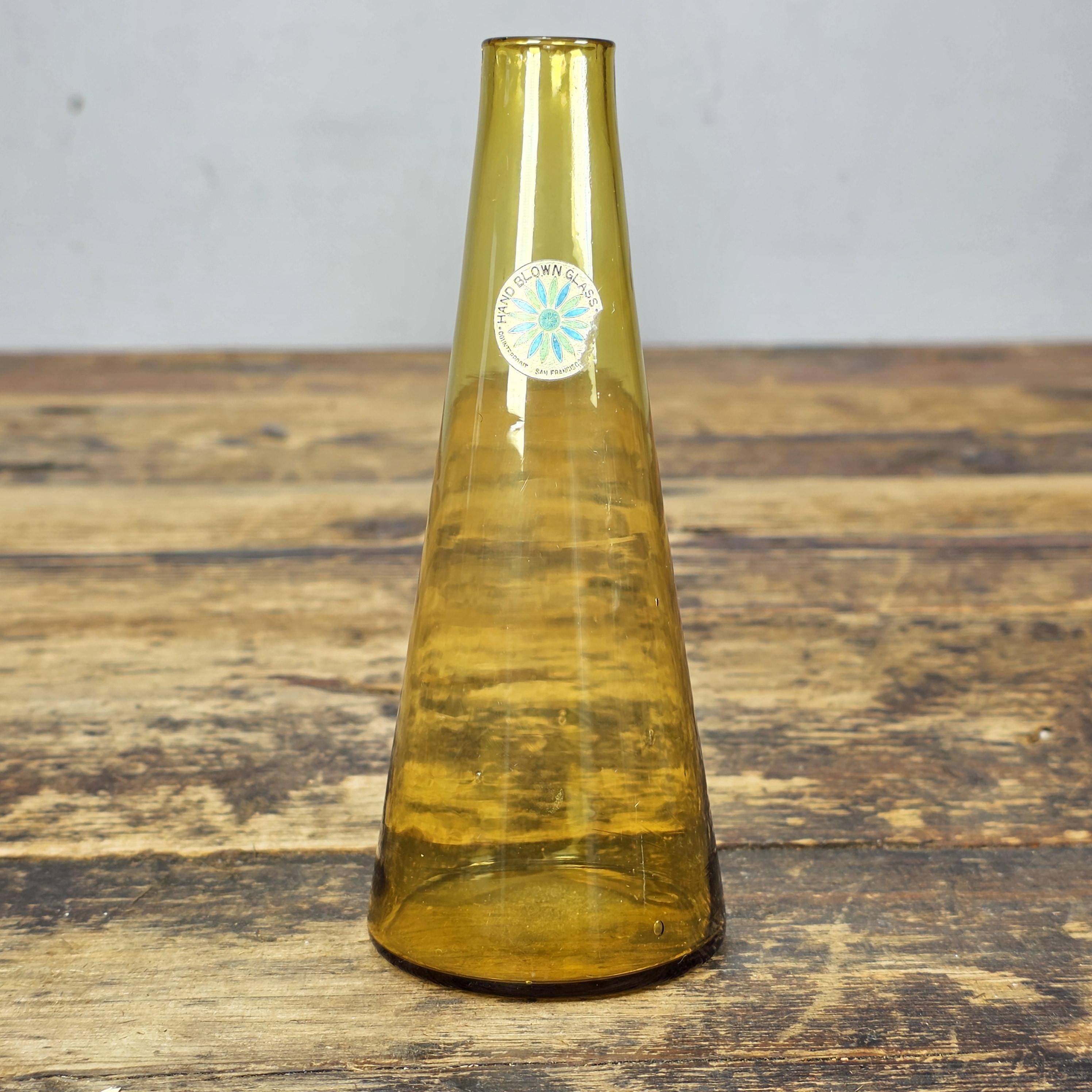 Counterpoint San Francisco Amber Hand Blown Glass Vase Made in Japan 1960s