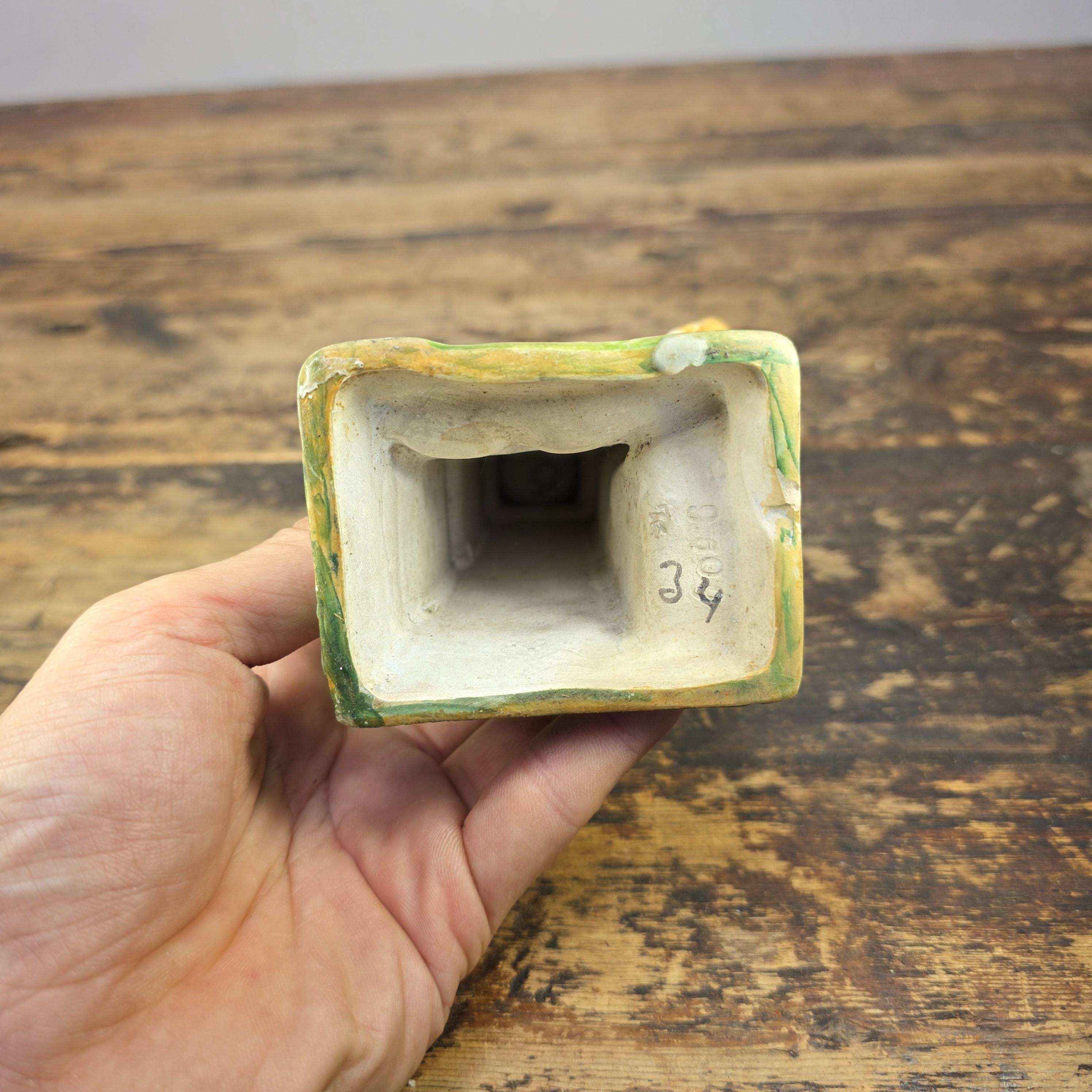 Antique German Majolica Figural Candle Holder Lovers Smoking Scene c.1900s