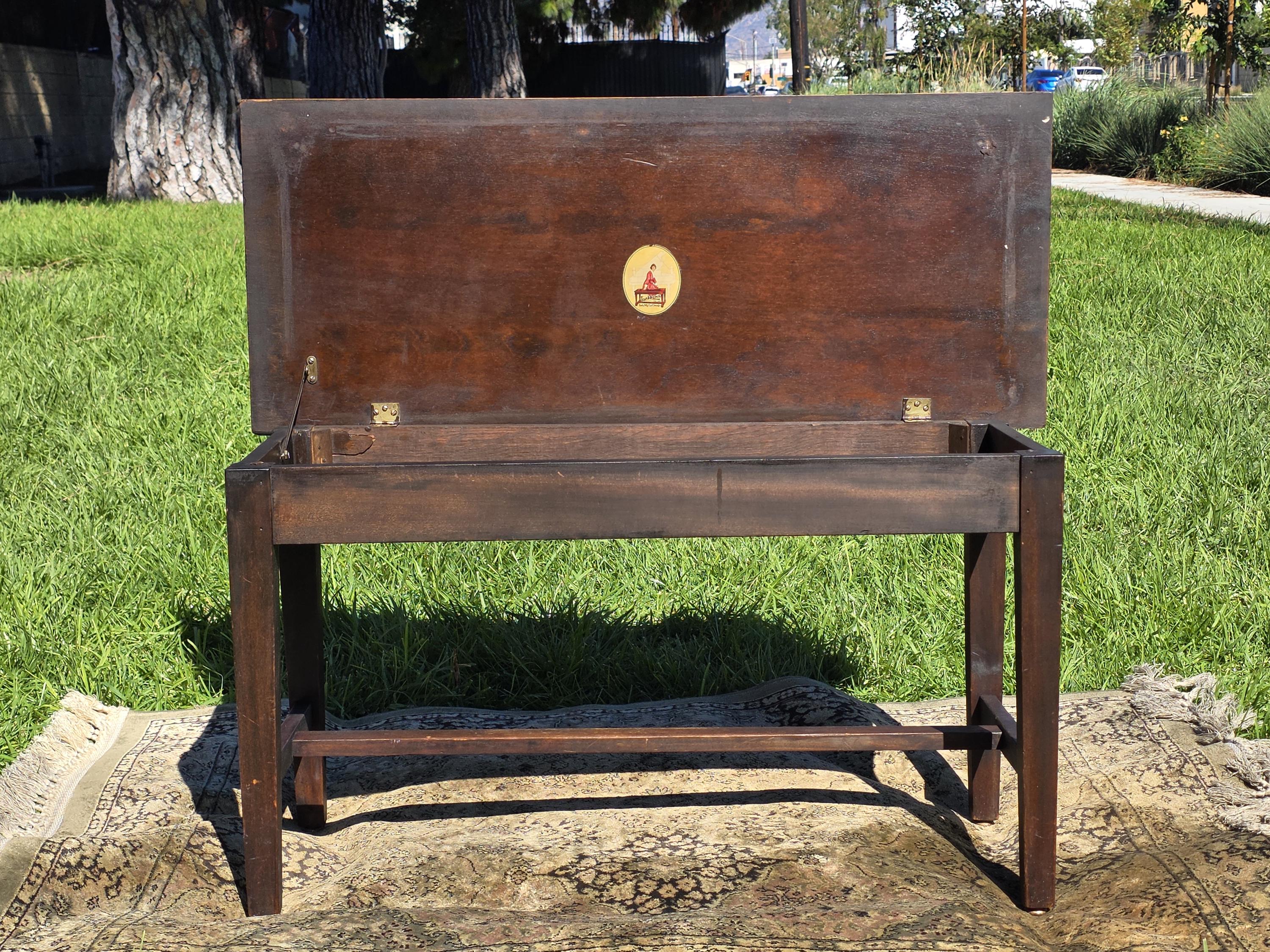 1910s Tonkbench Piano Seat with Storage — Blue Bird Furniture Los Angeles