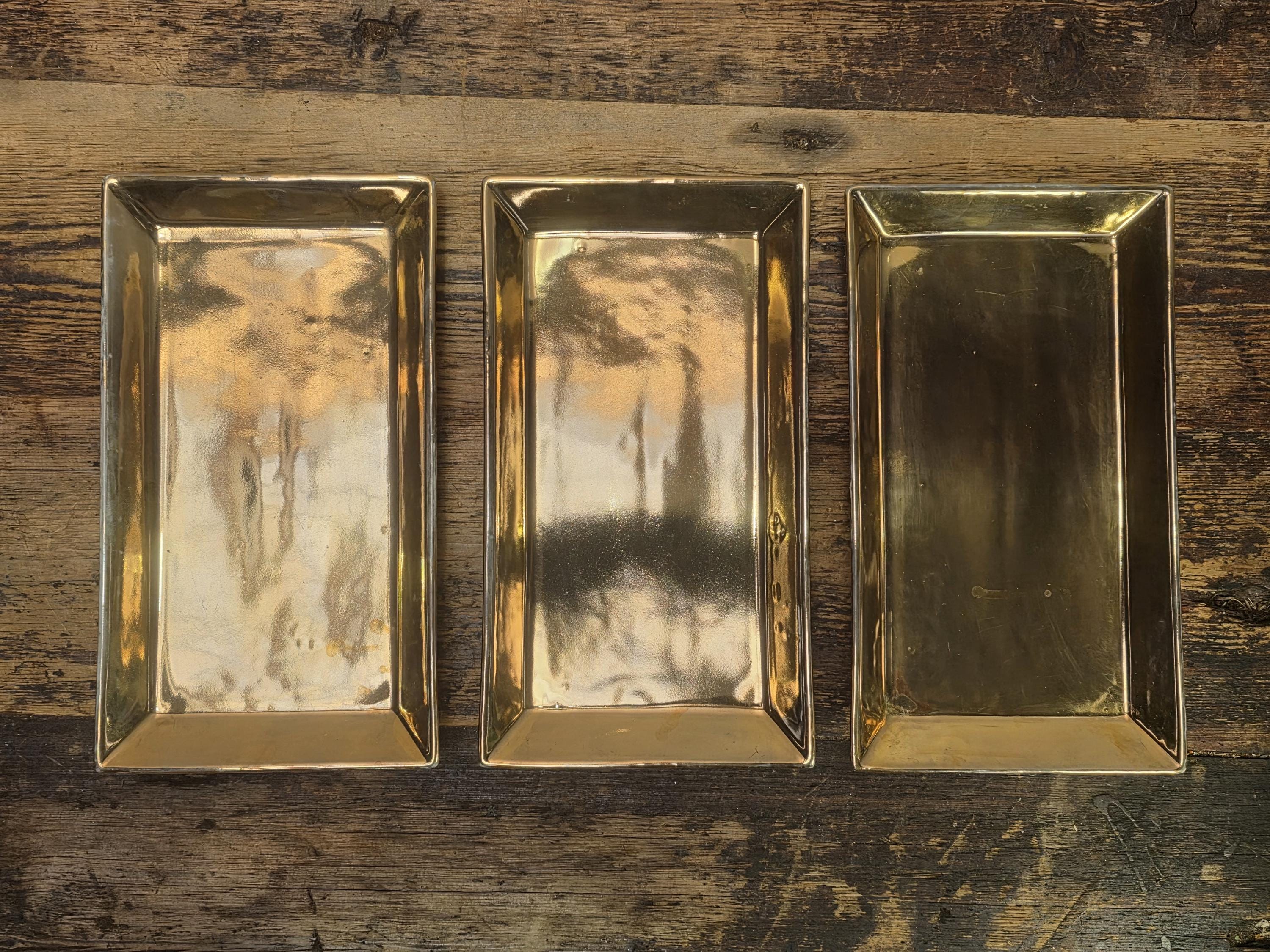 Tozai Home Gold Ceramic Rectangular Trays 9.75" Metallic Finish Plates Set of 3
