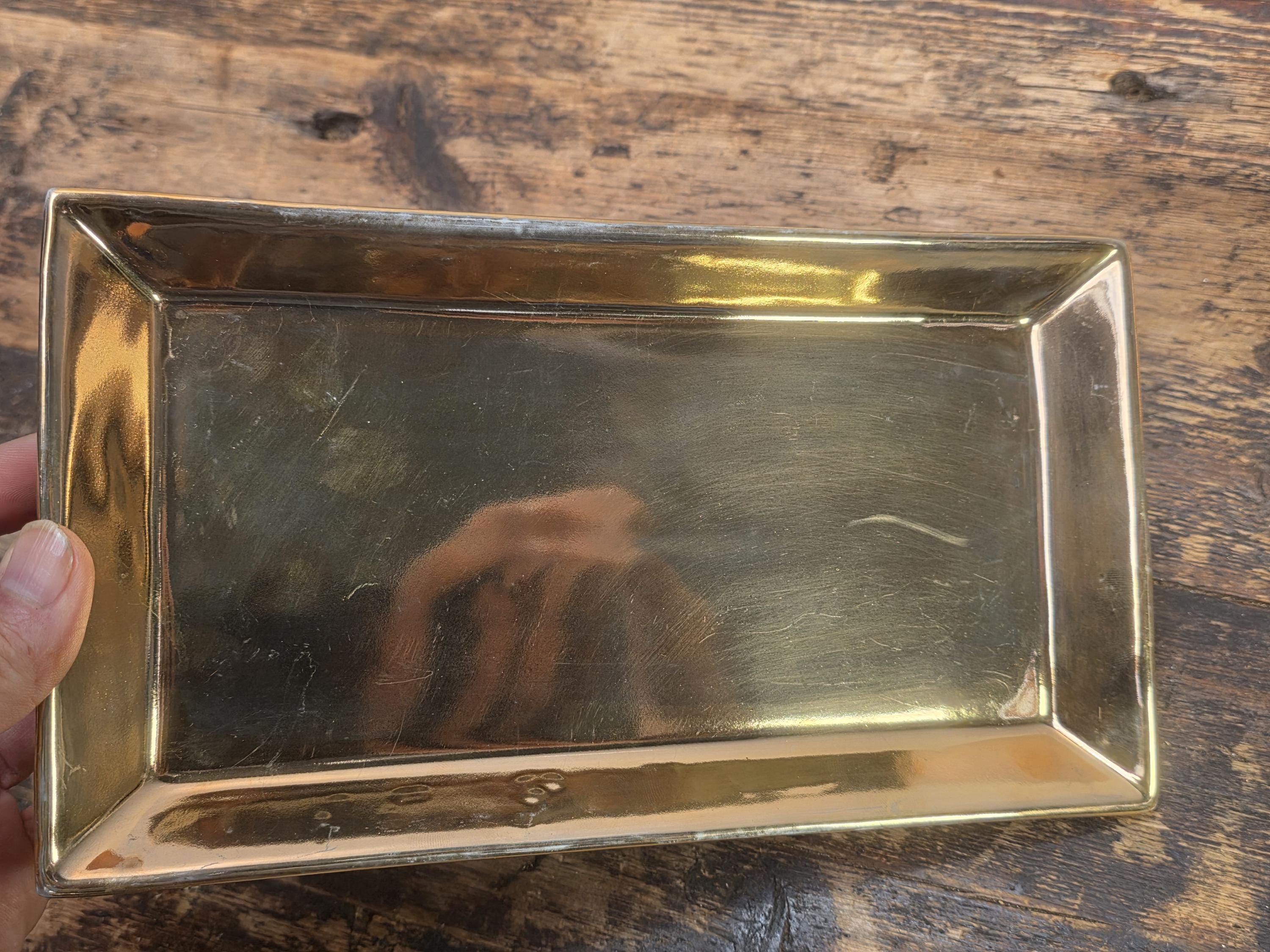 Tozai Home Gold Ceramic Rectangular Trays 9.75" Metallic Finish Plates Set of 3