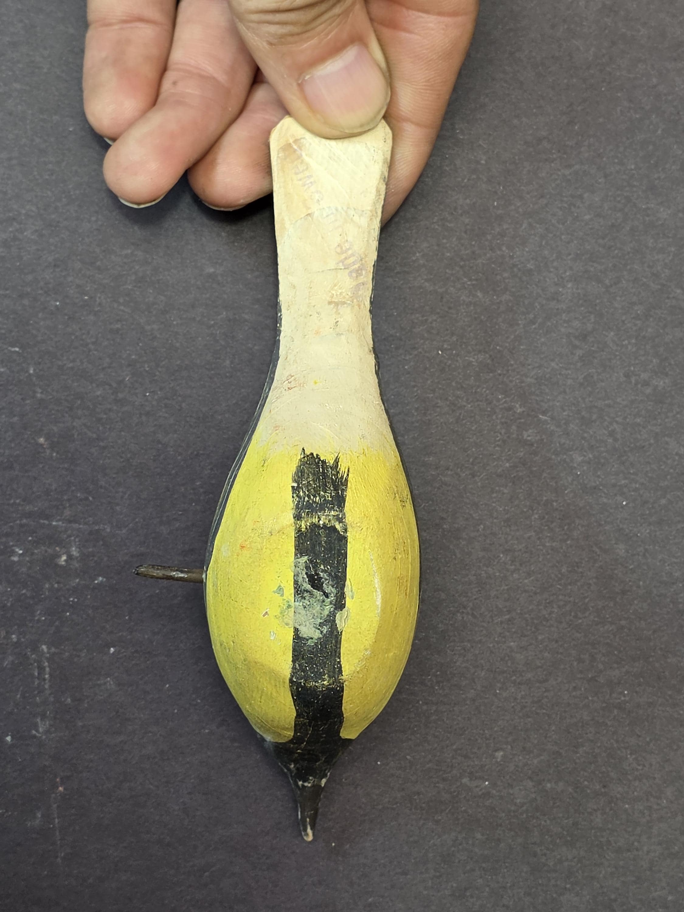 Svensk Slöjd Sweden Hand Carved Painted Wooden Bird — Green Yellow Folk Art Deco