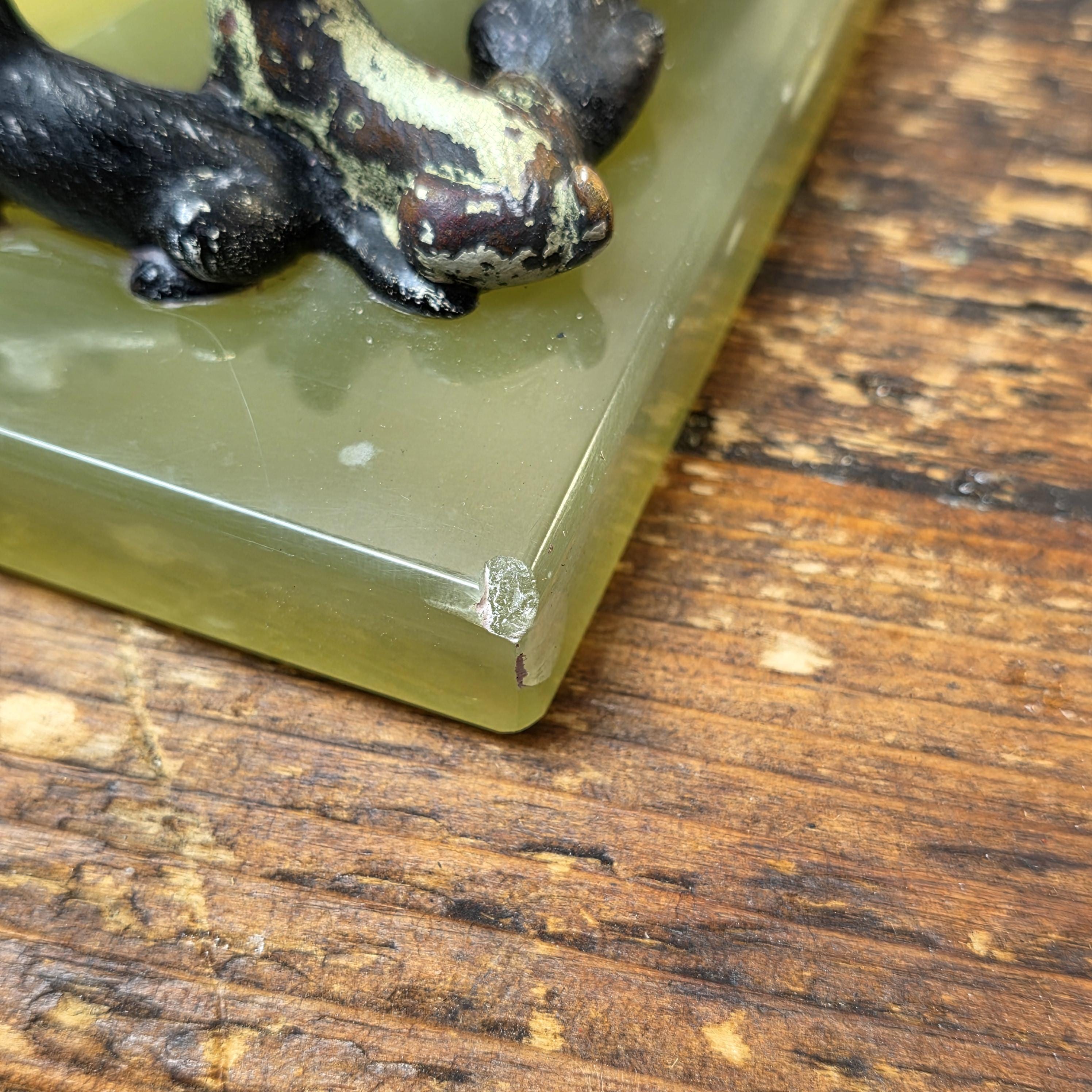 Rare Austrian Cold Painted Bronze Terrier Group on Green Onyx Tray c.1930