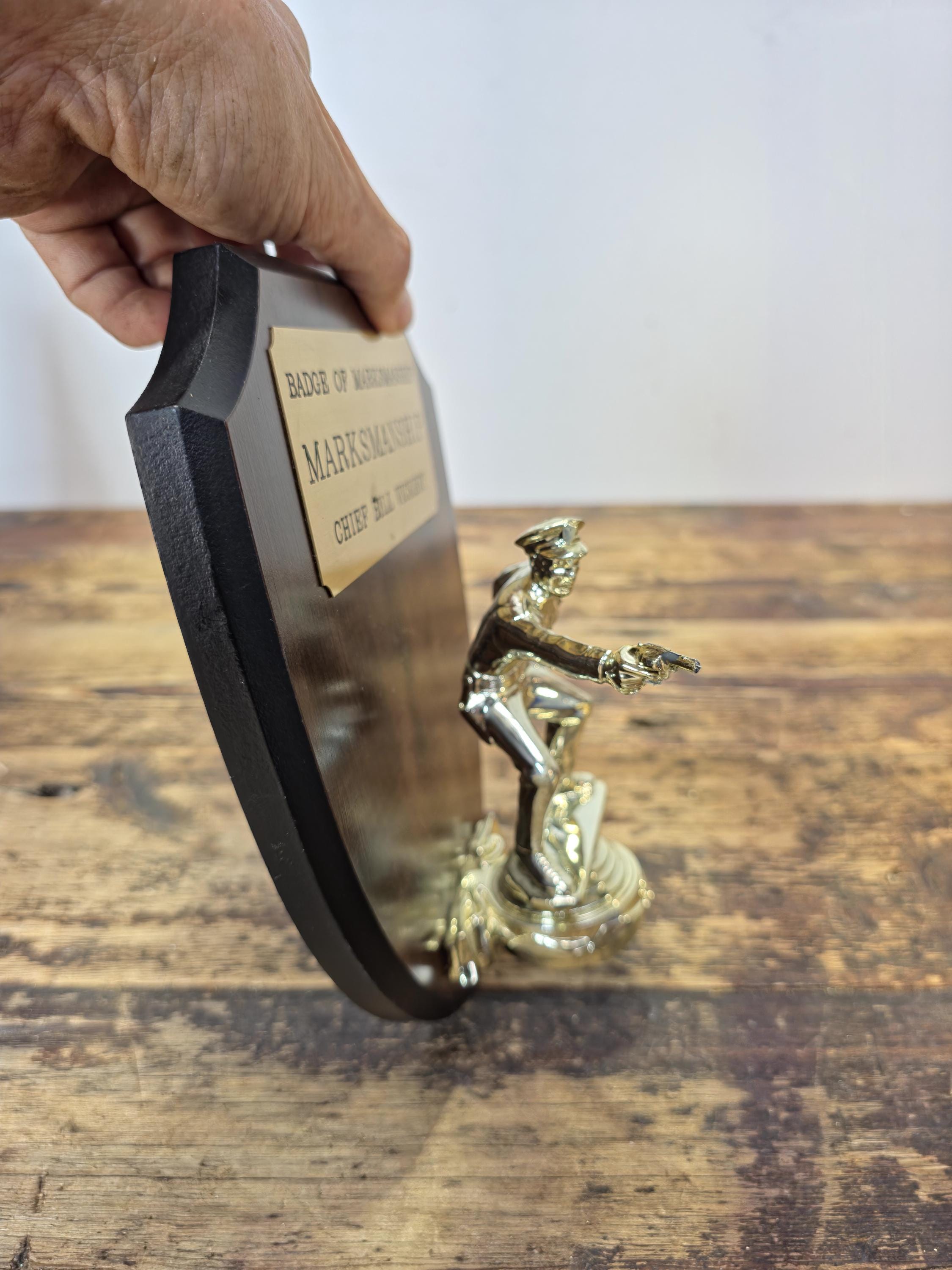 Vintage Hollywood Trophy Co. “Chief Bill Vickery” Marksman Plaque Studio Display