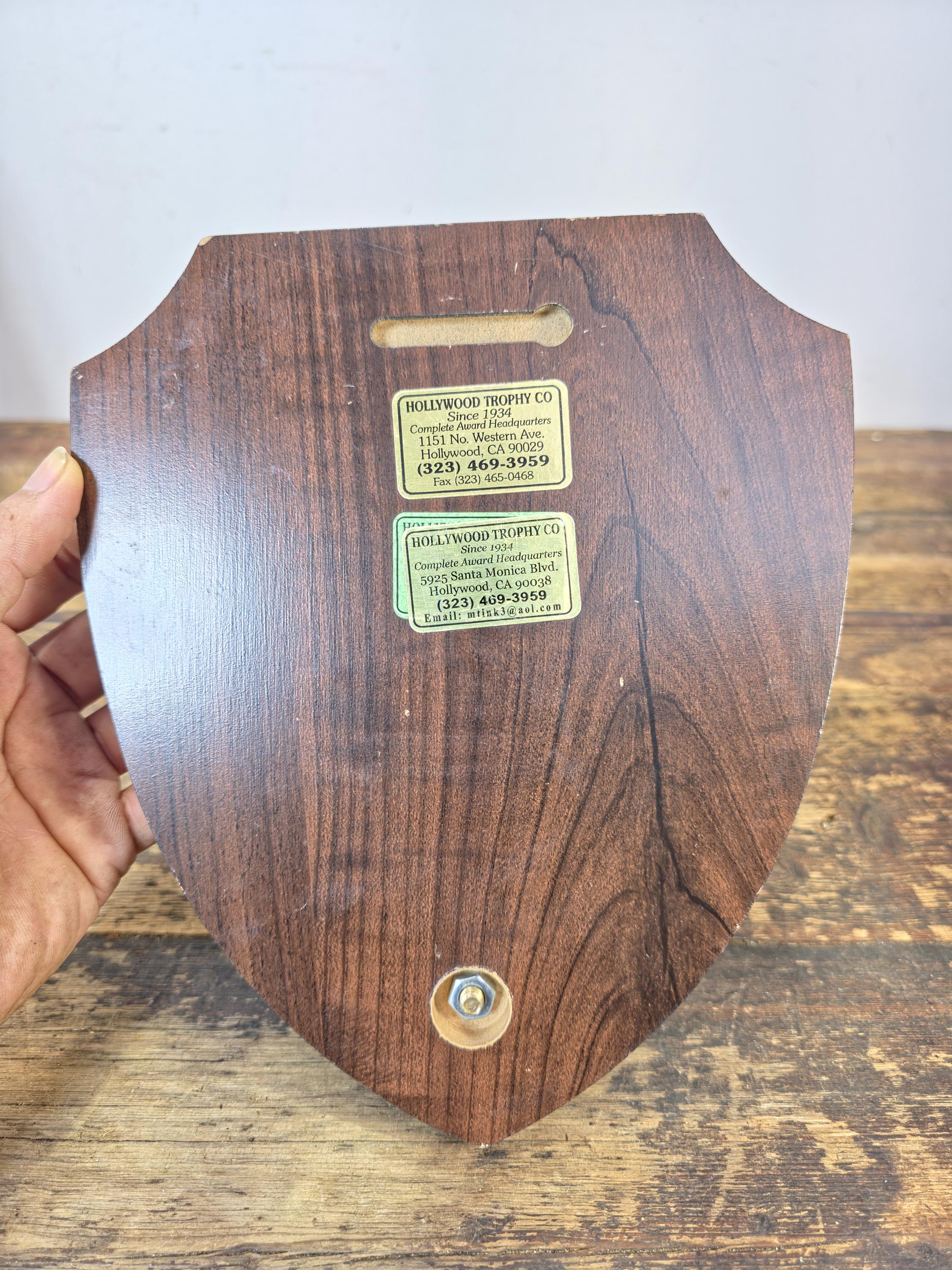 Vintage Hollywood Trophy Co. “Chief Bill Vickery” Marksman Plaque Studio Display