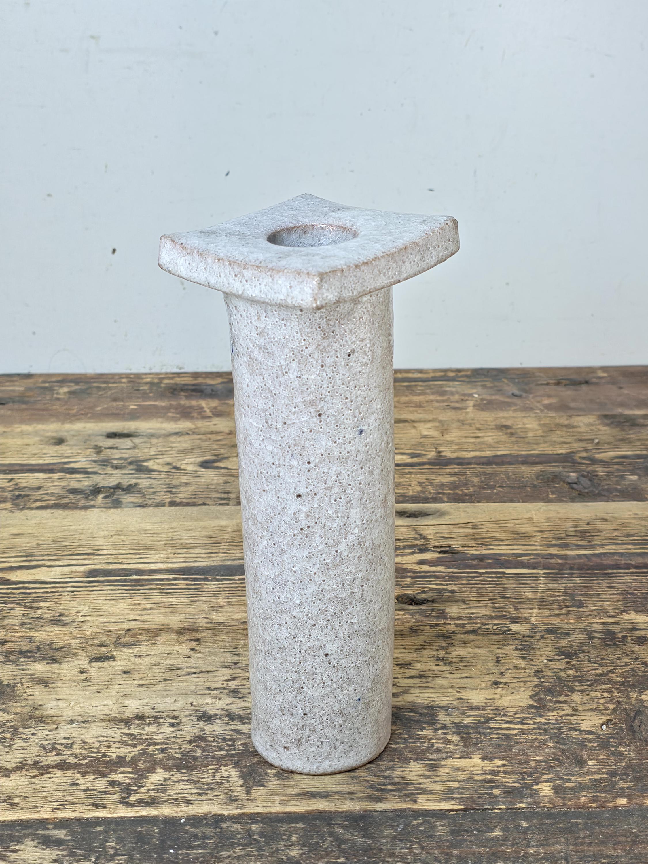 Japanese Studio Pottery Vase “Hisoku” (秘色) Textured White-Grey Glaze c.1960s–70s