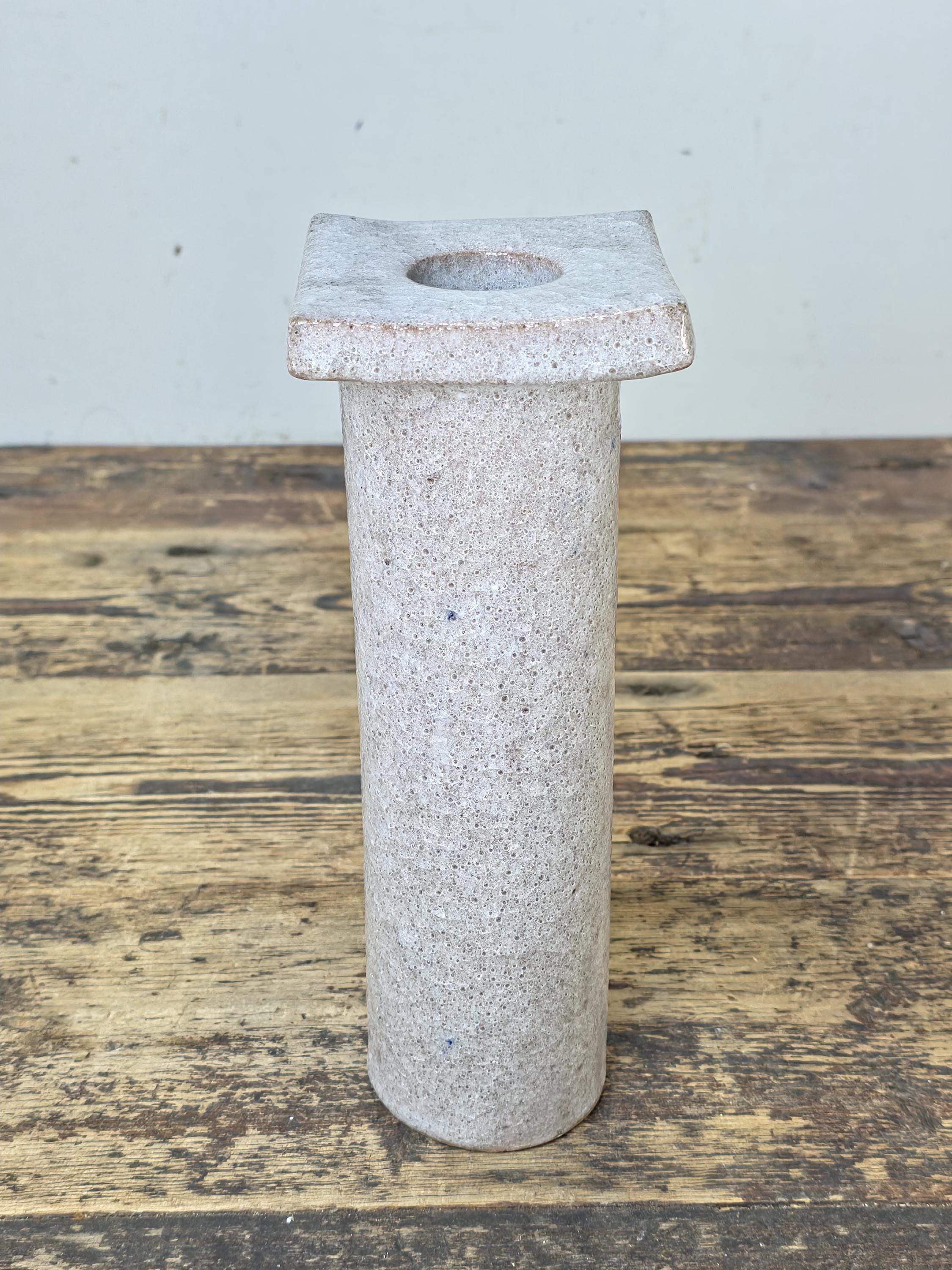 Japanese Studio Pottery Vase “Hisoku” (秘色) Textured White-Grey Glaze c.1960s–70s