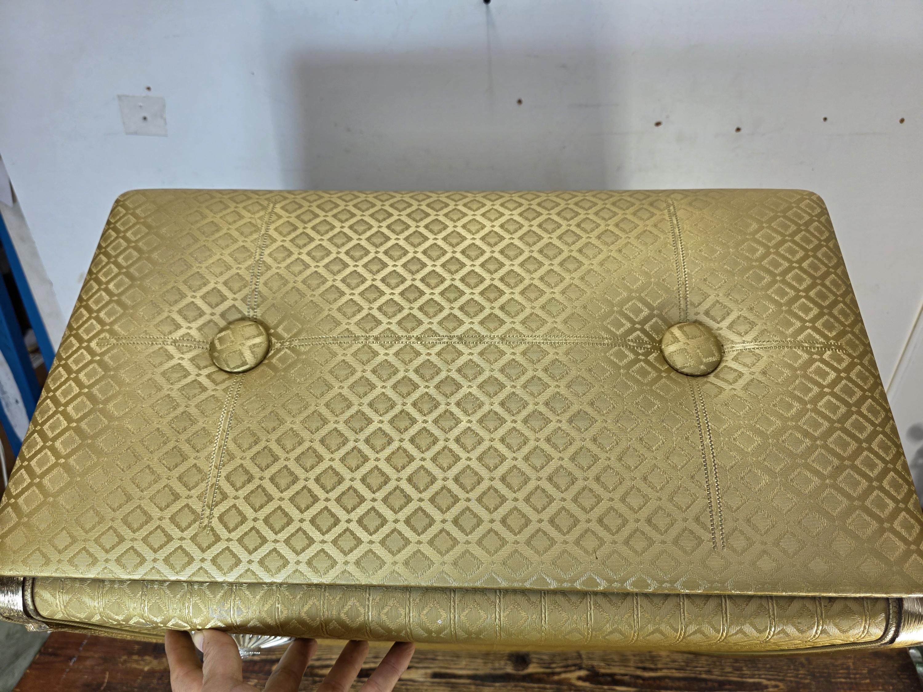 Vintage Pearl-Wick Clothes Hamper Gold Vinyl Woven Pattern 1960s Mid Century