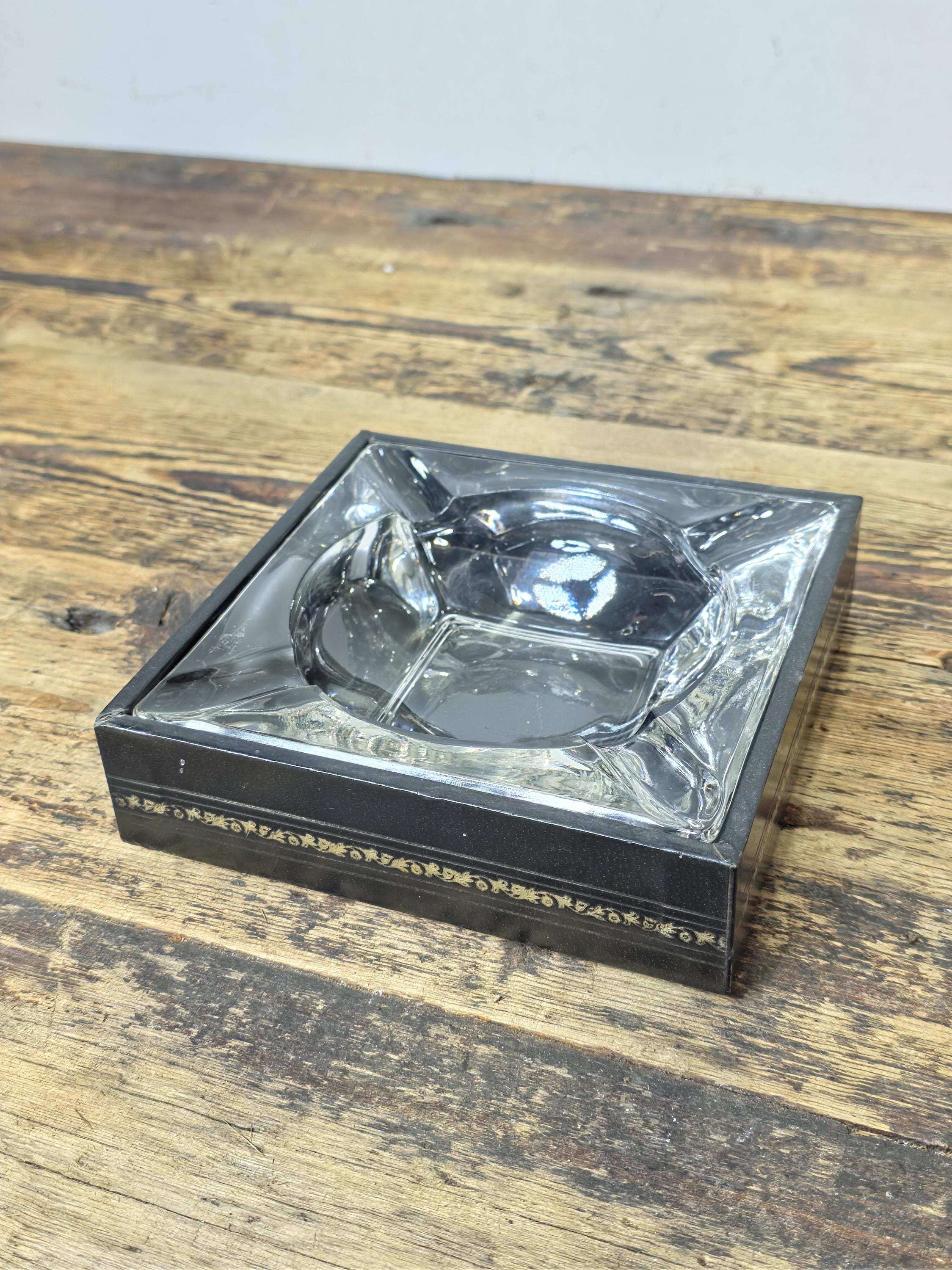 Vintage Clear Glass Ashtray 4.5" Square – Mid-Century Modern Heavy Glass