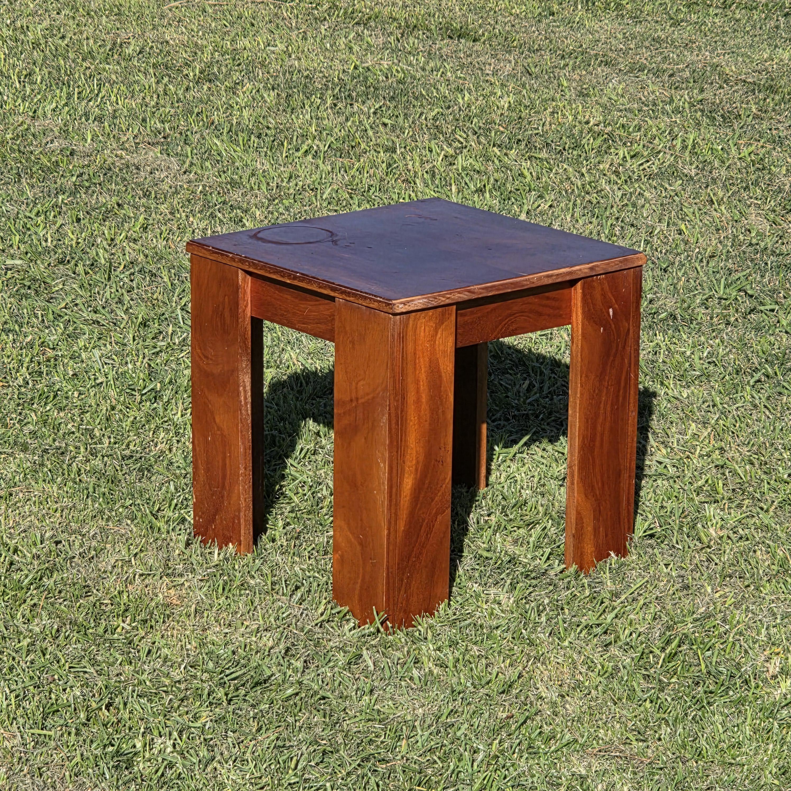 Vintage Solid Mahogany Cube Side Table/Stool -Minimalist Modern Design 16" x 16"
