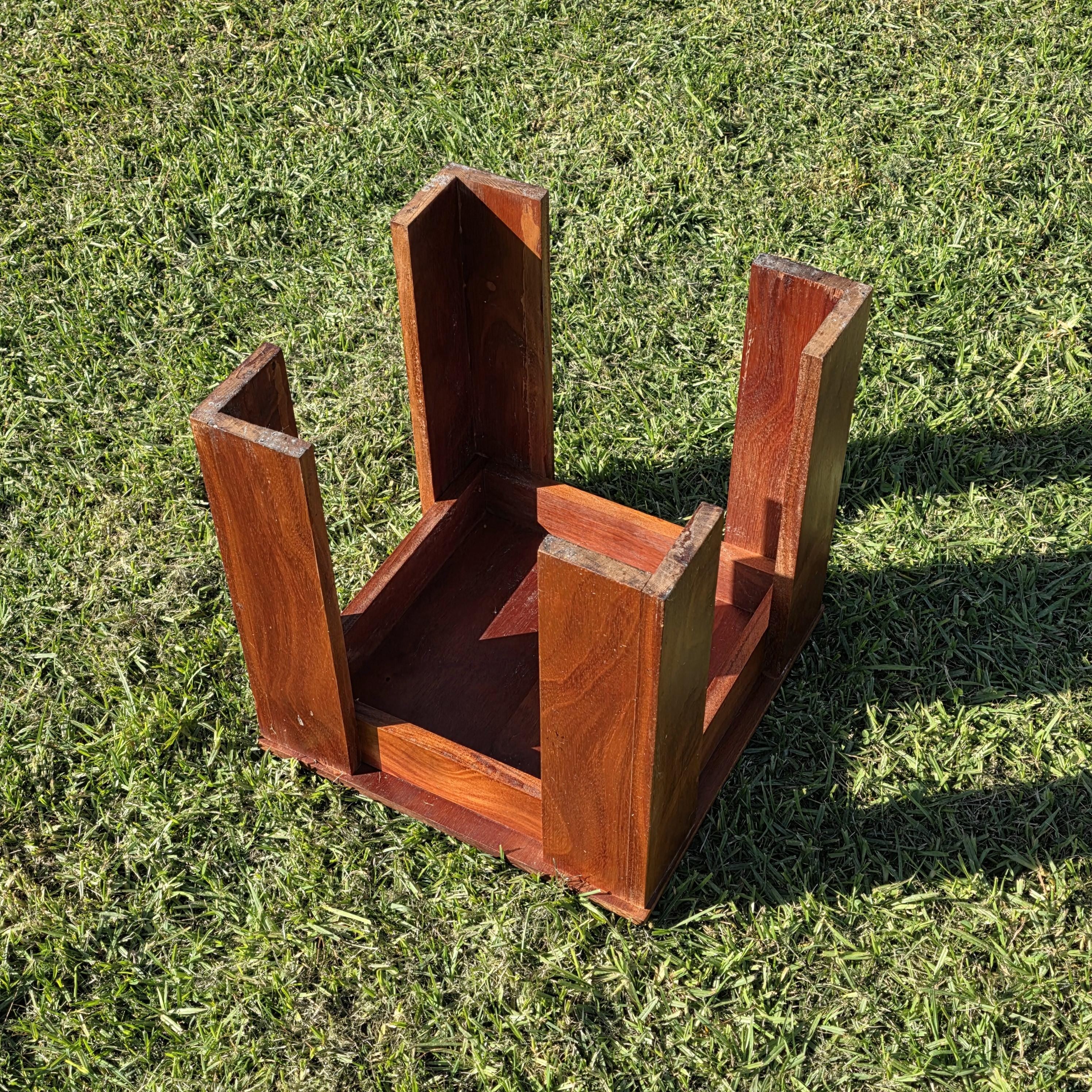 Vintage Solid Mahogany Cube Side Table/Stool -Minimalist Modern Design 16" x 16"