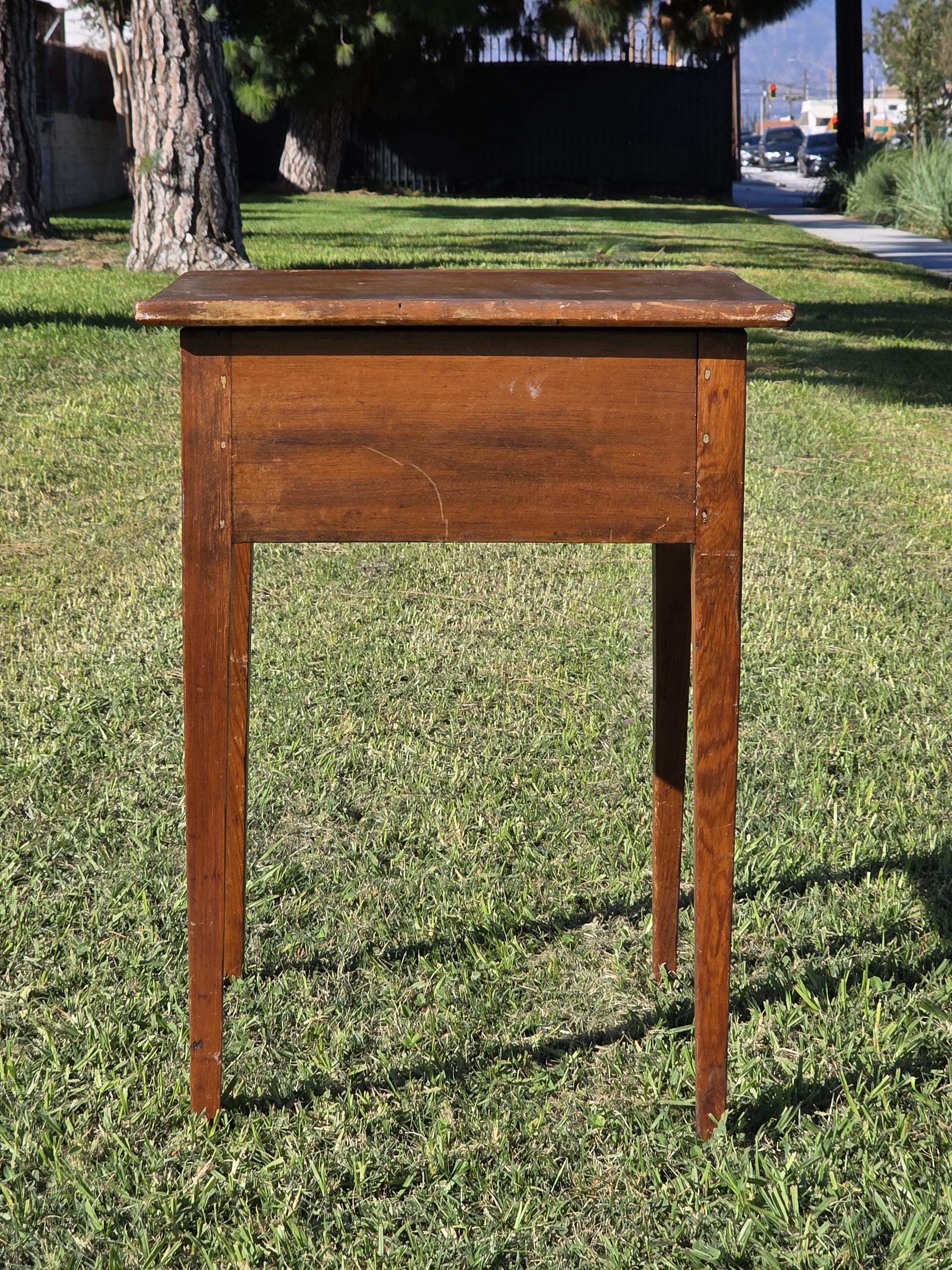 Antique New England Cherry One-Drawer Work Table c.1820s Original Mushroom Knob