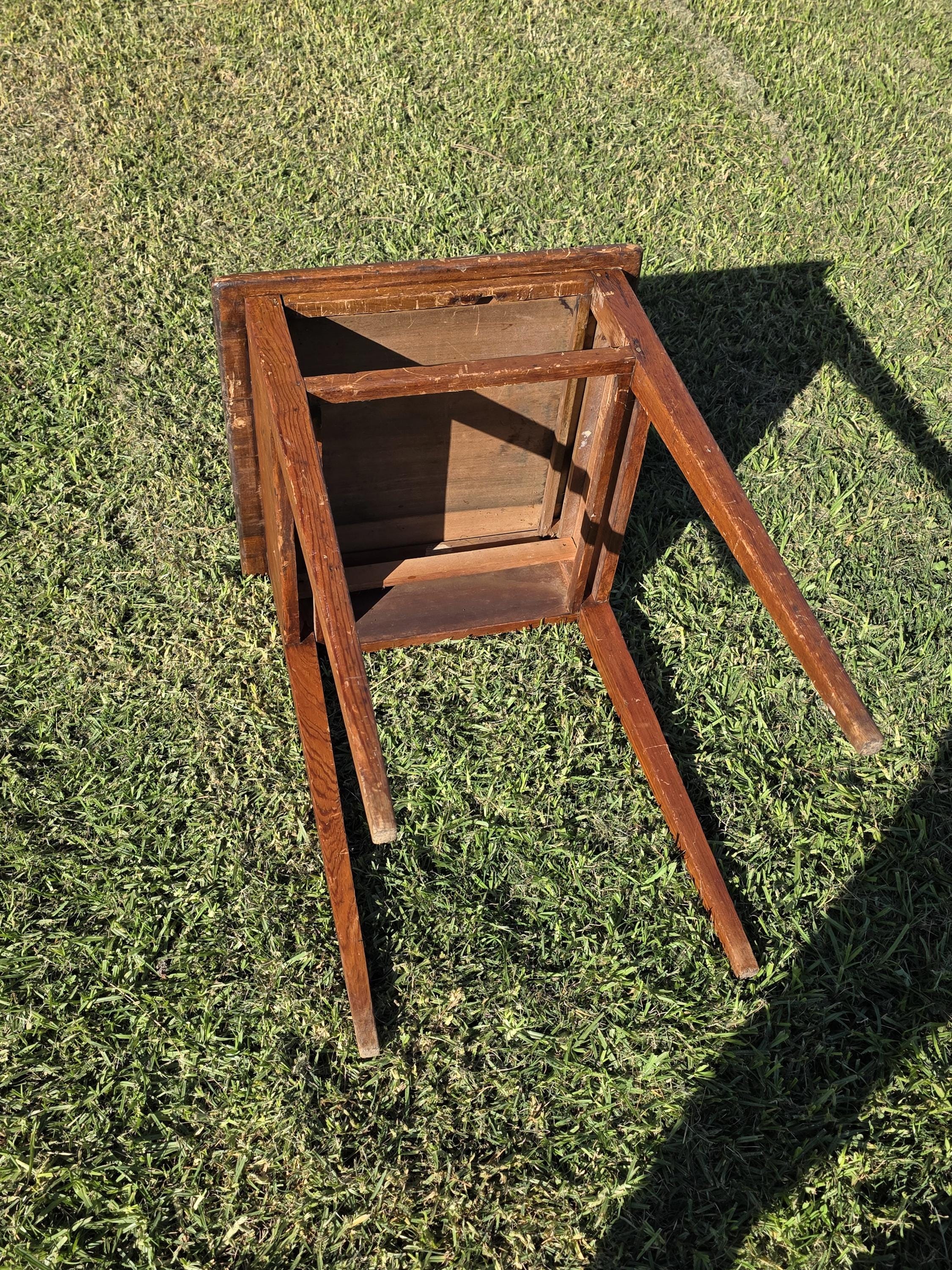 Antique New England Cherry One-Drawer Work Table c.1820s Original Mushroom Knob