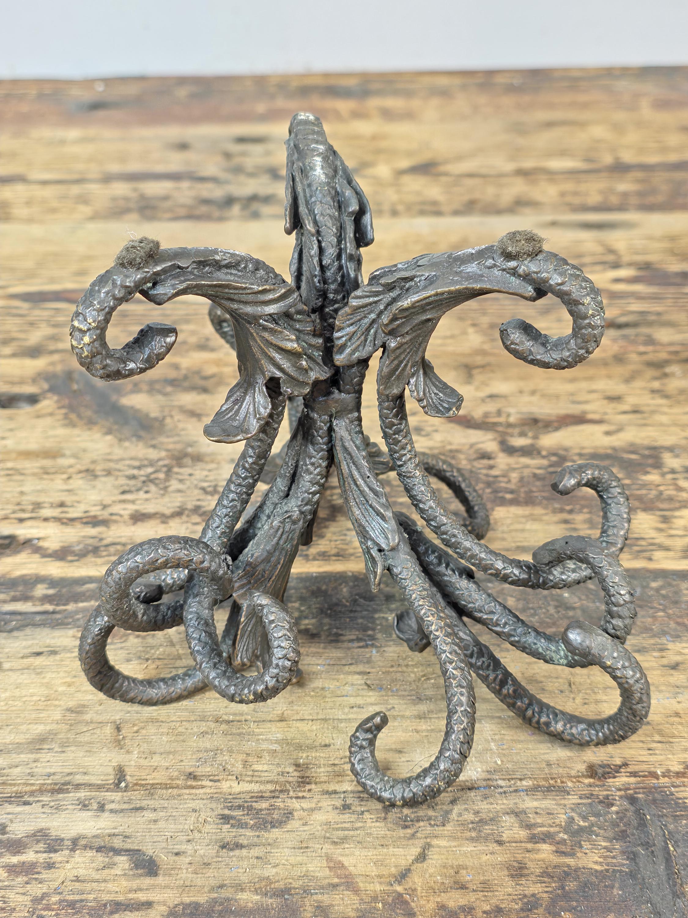 Botanical Cast Bronze Sphere Stand — Acanthus Leaf Orb Holder 6"