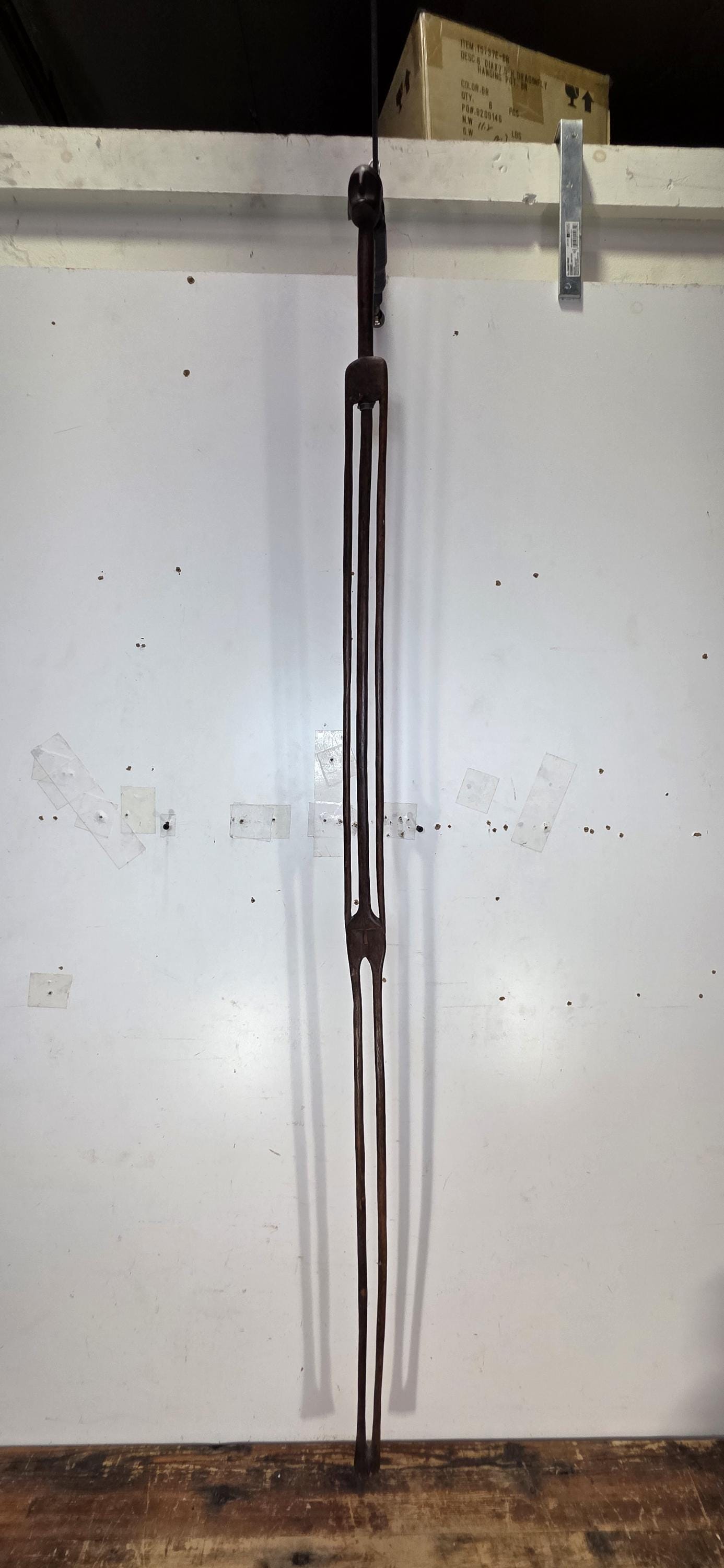 African Tribal Art Tall Carved Wood Figure w/ Split Legs 61"