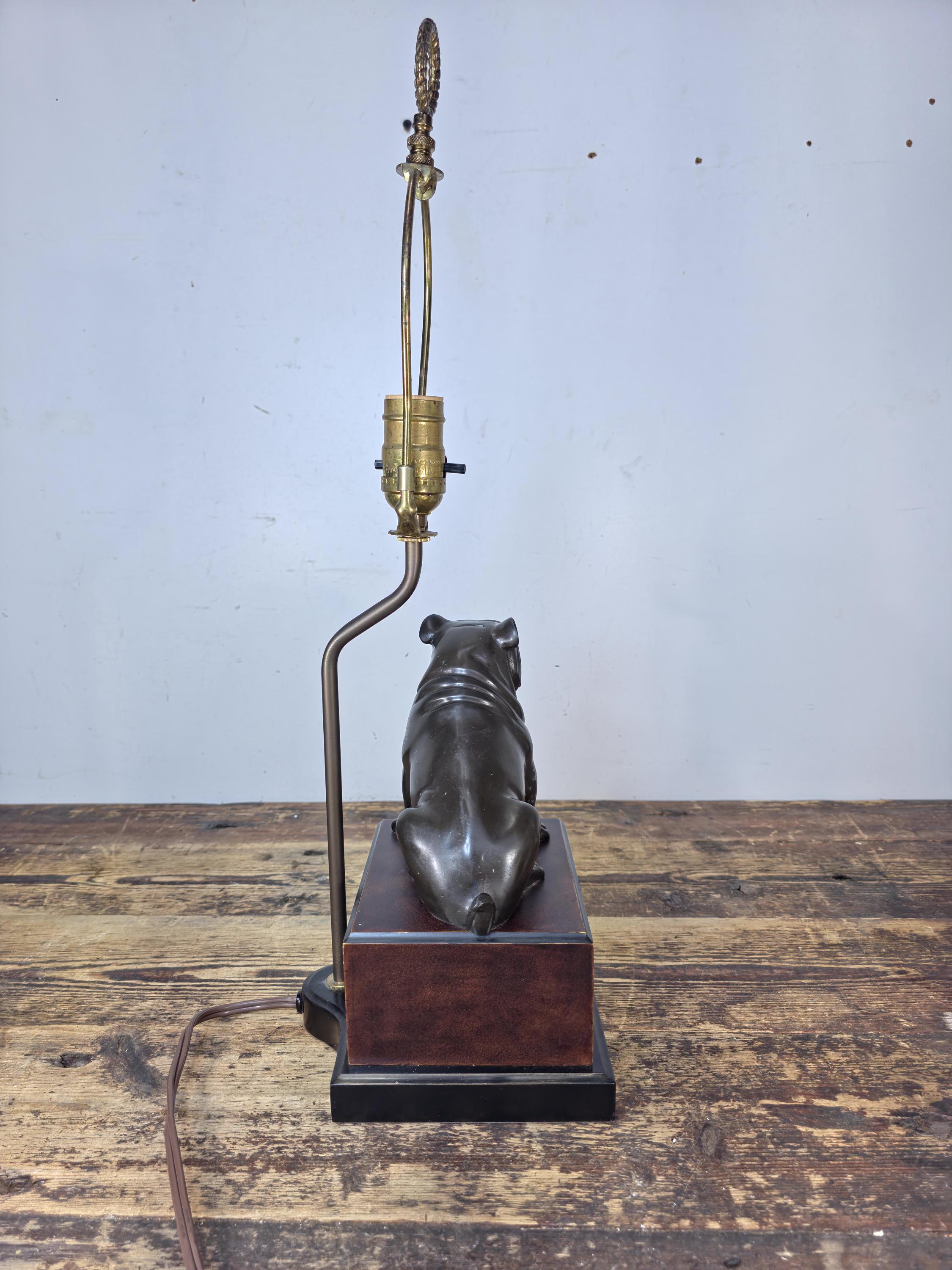 Vintage Bronze-Tone Metal Bulldog Table Lamp — SF Bay Trading
