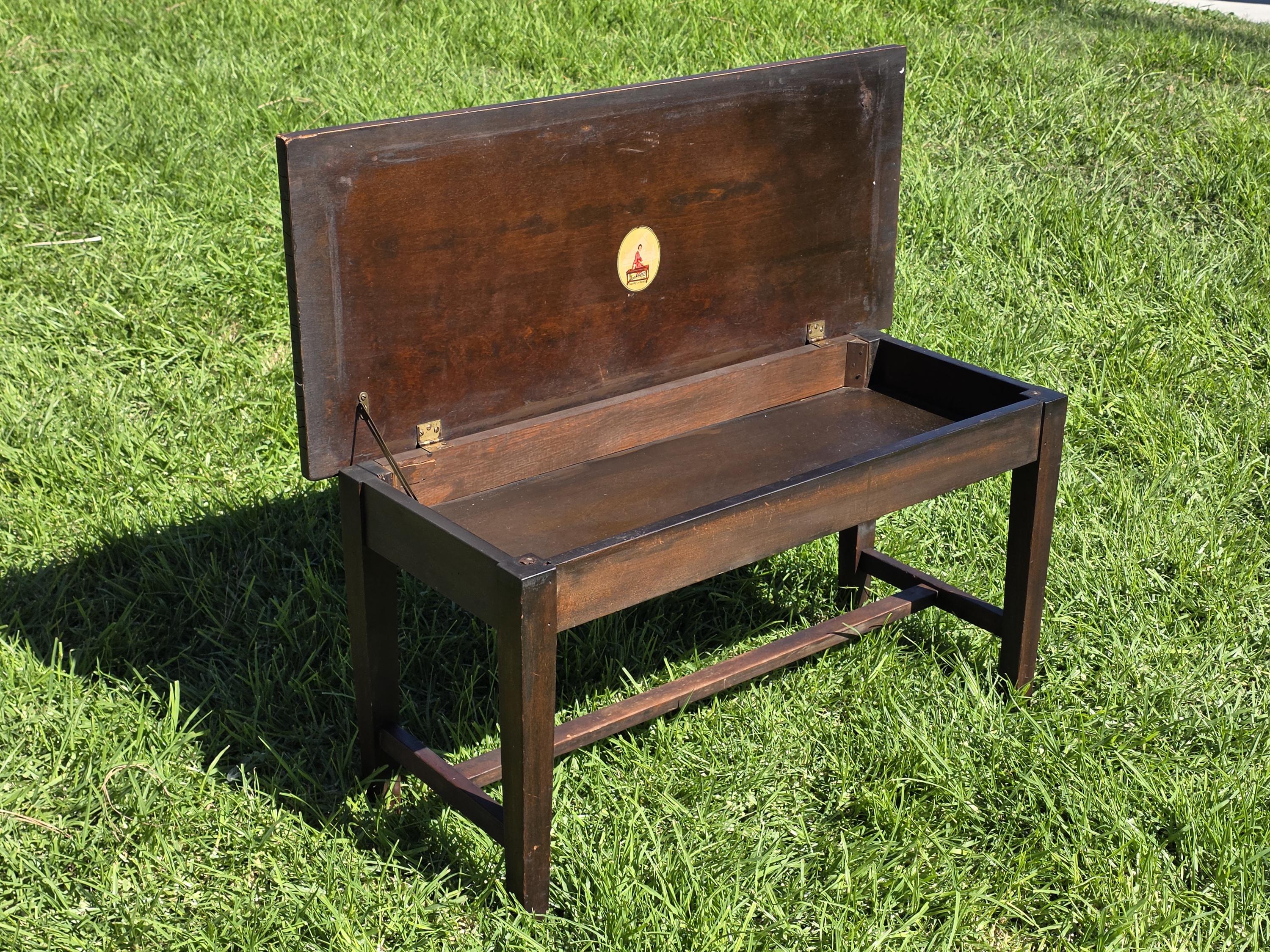 1910s Tonkbench Piano Seat with Storage — Blue Bird Furniture Los Angeles