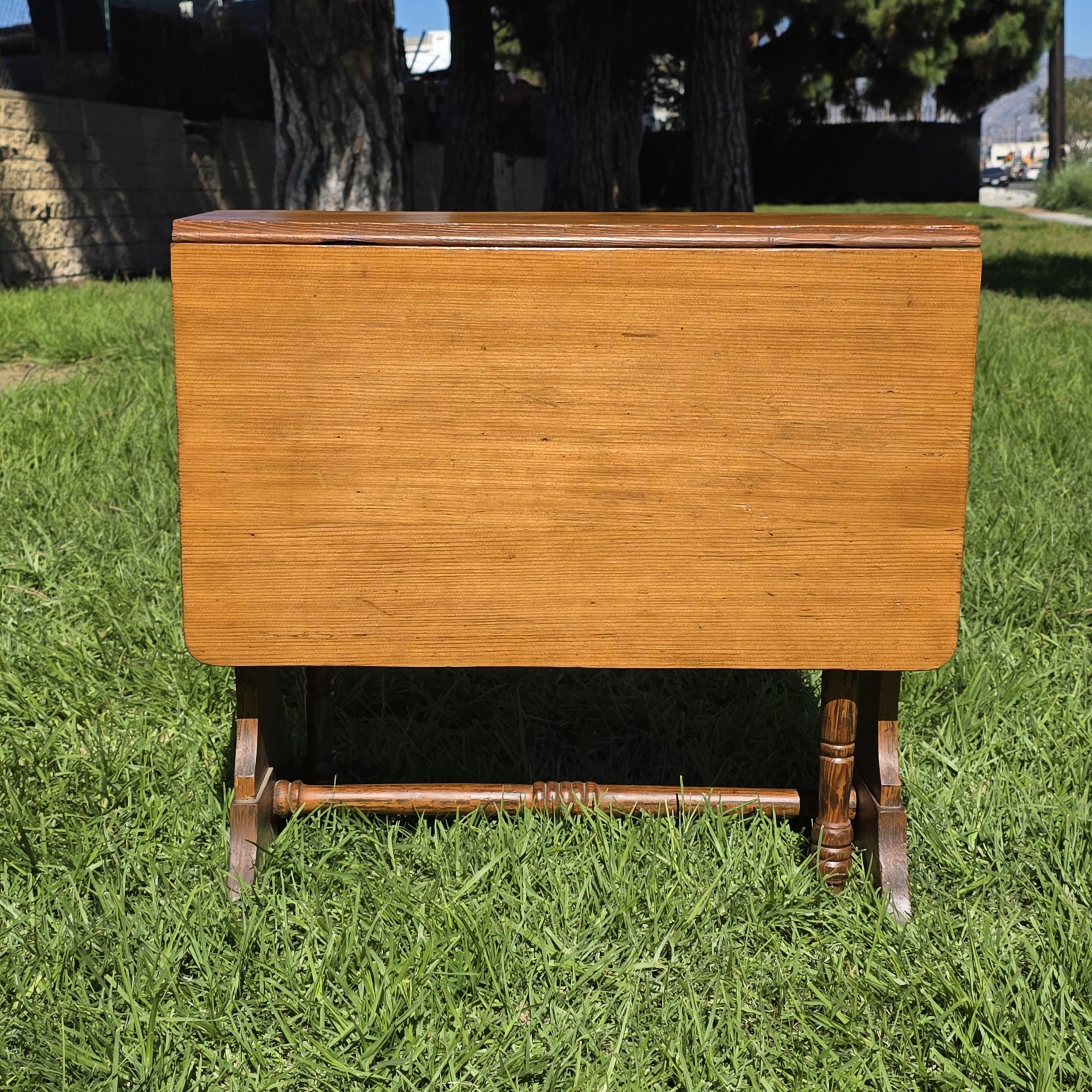 Local Pickup Only Arts & Crafts / Mission Style Drop Leaf Table Solid Pine and Oak Hand Carved c1930