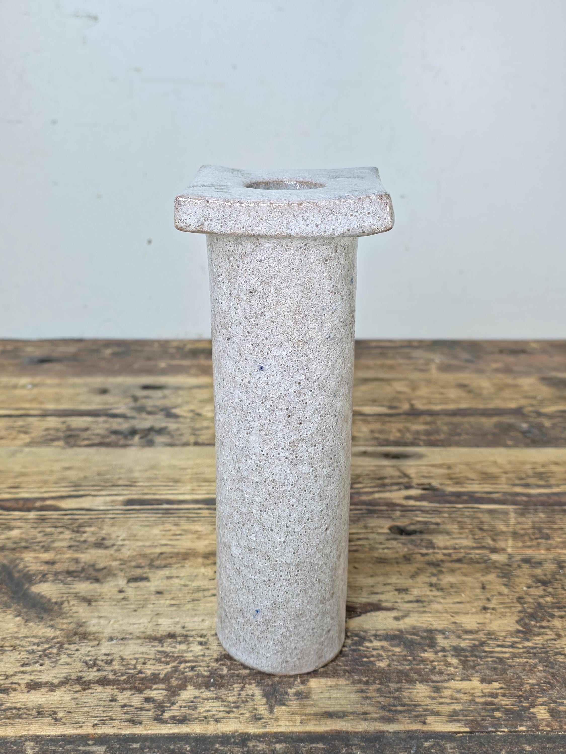 Japanese Studio Pottery Vase “Hisoku” (秘色) Textured White-Grey Glaze c.1960s–70s