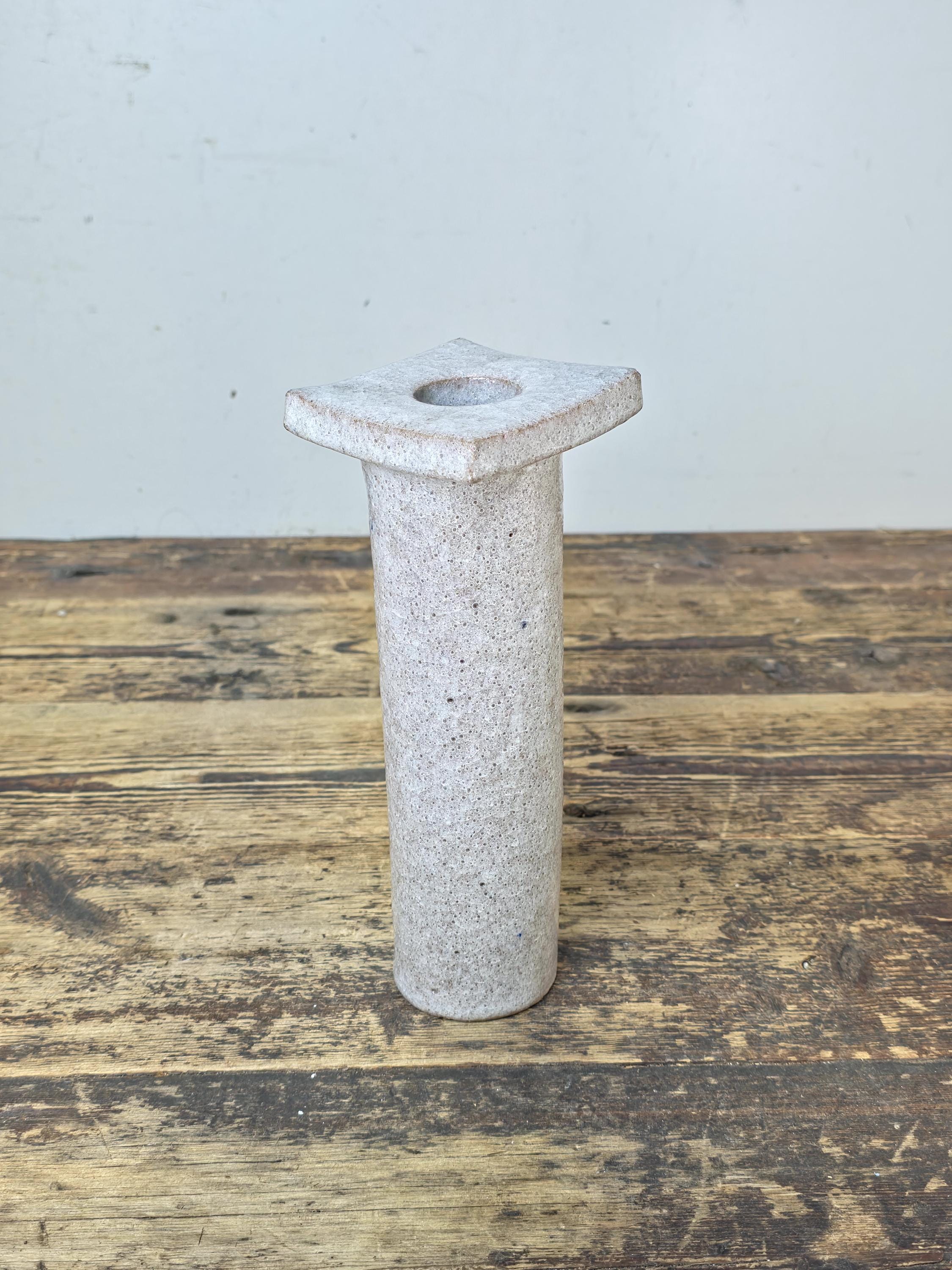 Japanese Studio Pottery Vase “Hisoku” (秘色) Textured White-Grey Glaze c.1960s–70s