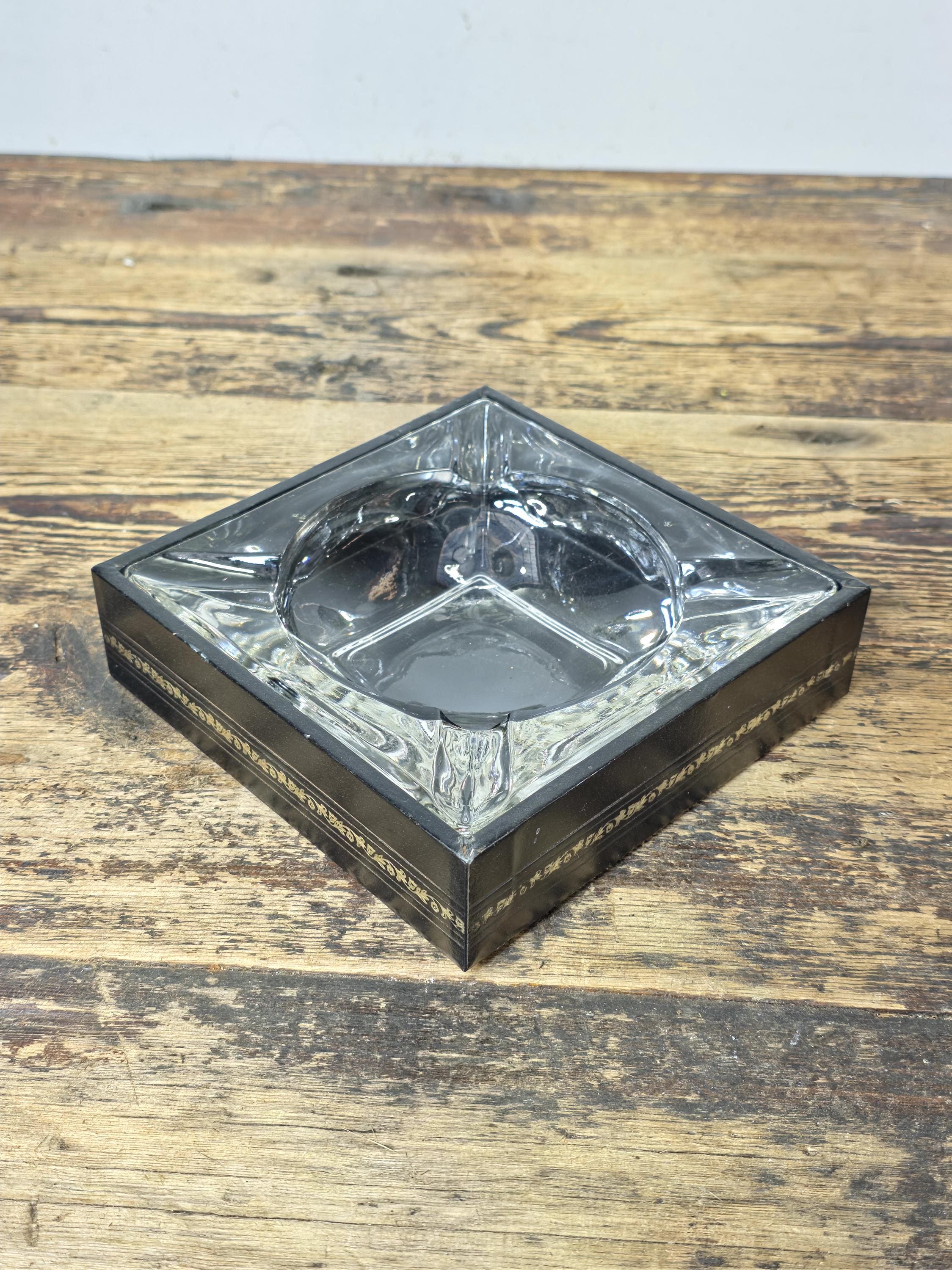 Vintage Clear Glass Ashtray 4.5" Square – Mid-Century Modern Heavy Glass