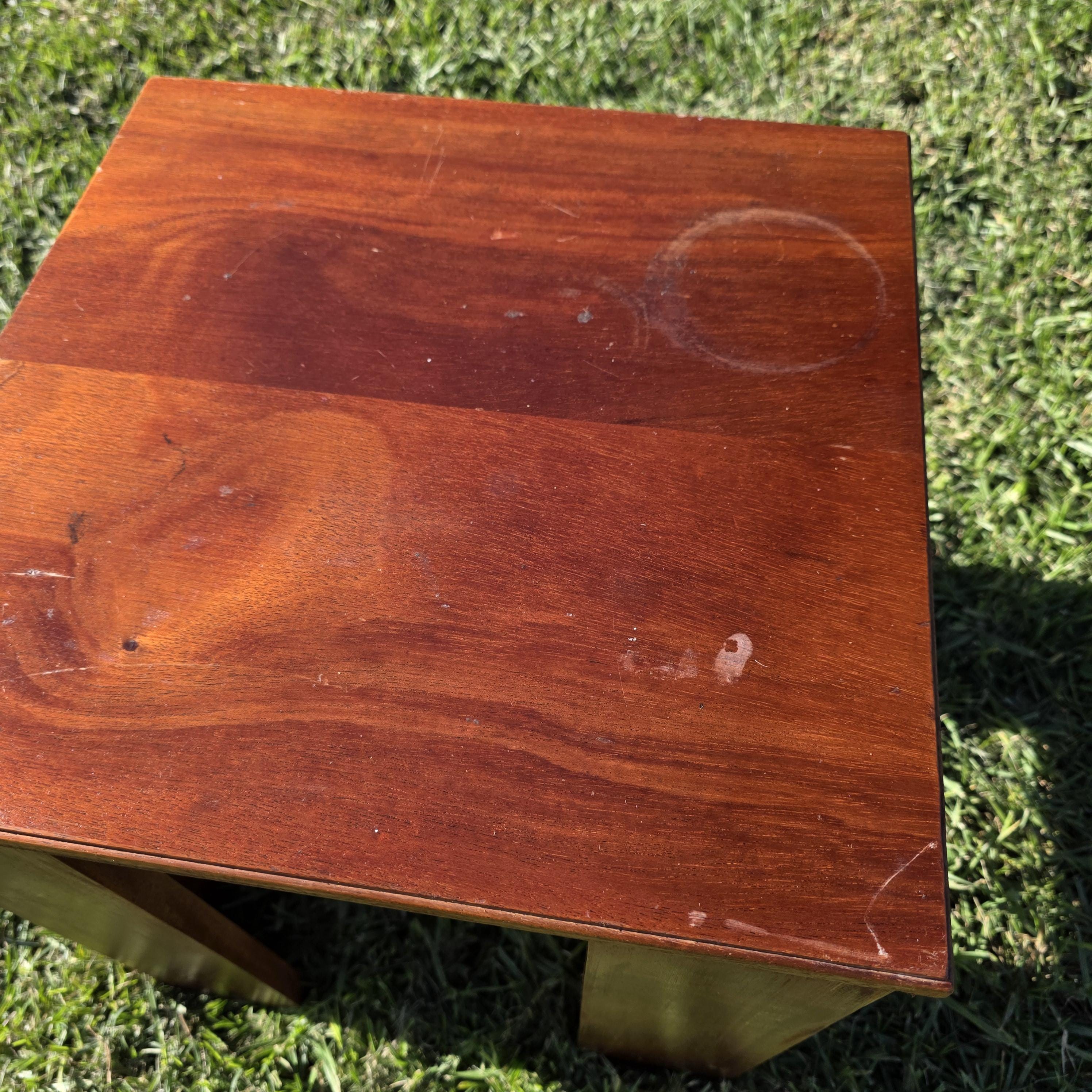 Vintage Solid Mahogany Cube Side Table/Stool -Minimalist Modern Design 16" x 16"