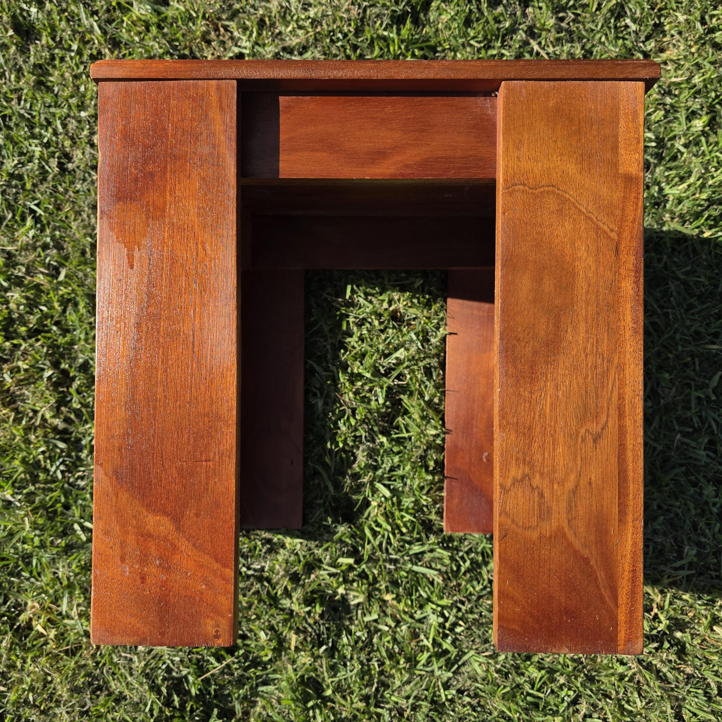 Vintage Solid Mahogany Cube Side Table/Stool -Minimalist Modern Design 16" x 16"