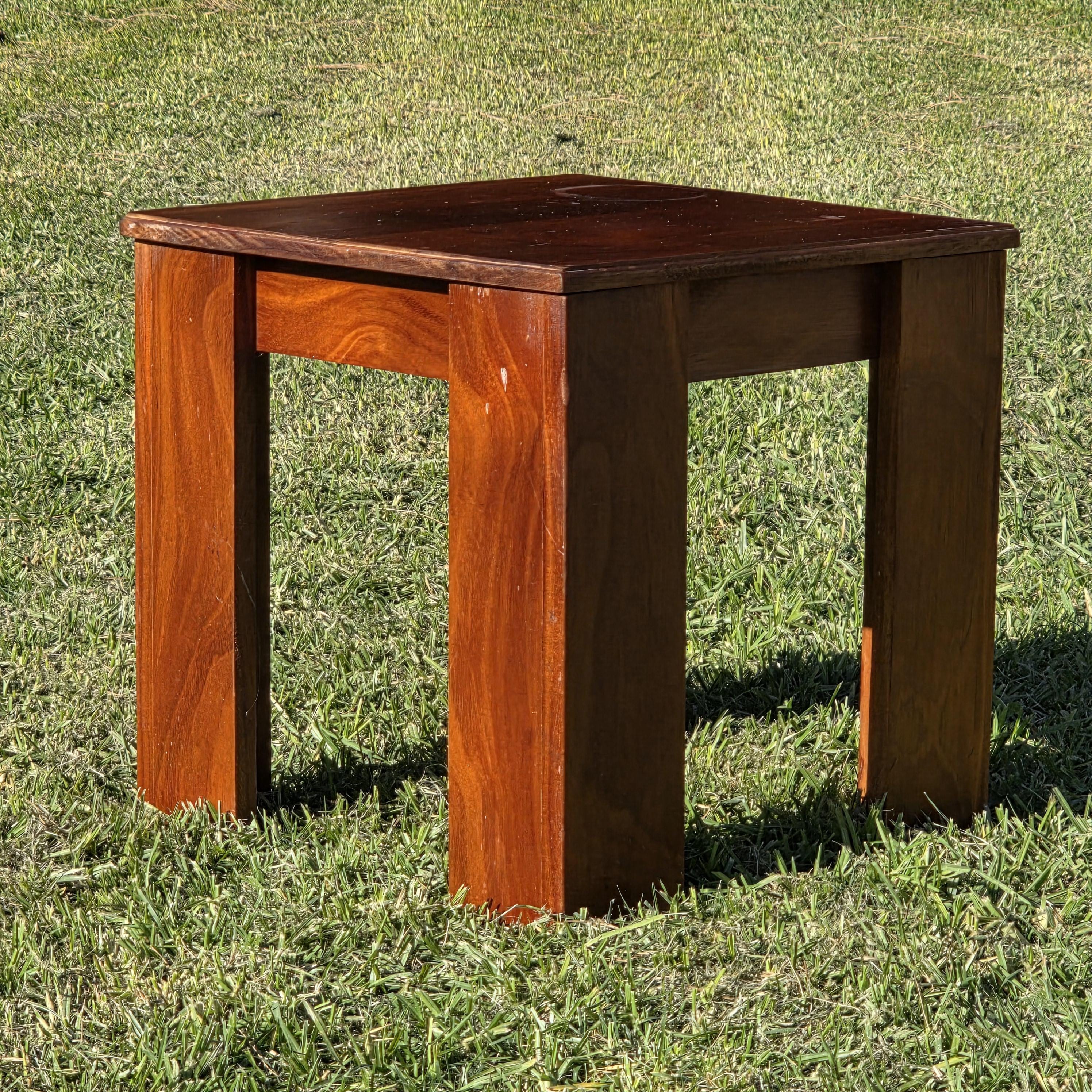 Vintage Solid Mahogany Cube Side Table/Stool -Minimalist Modern Design 16" x 16"