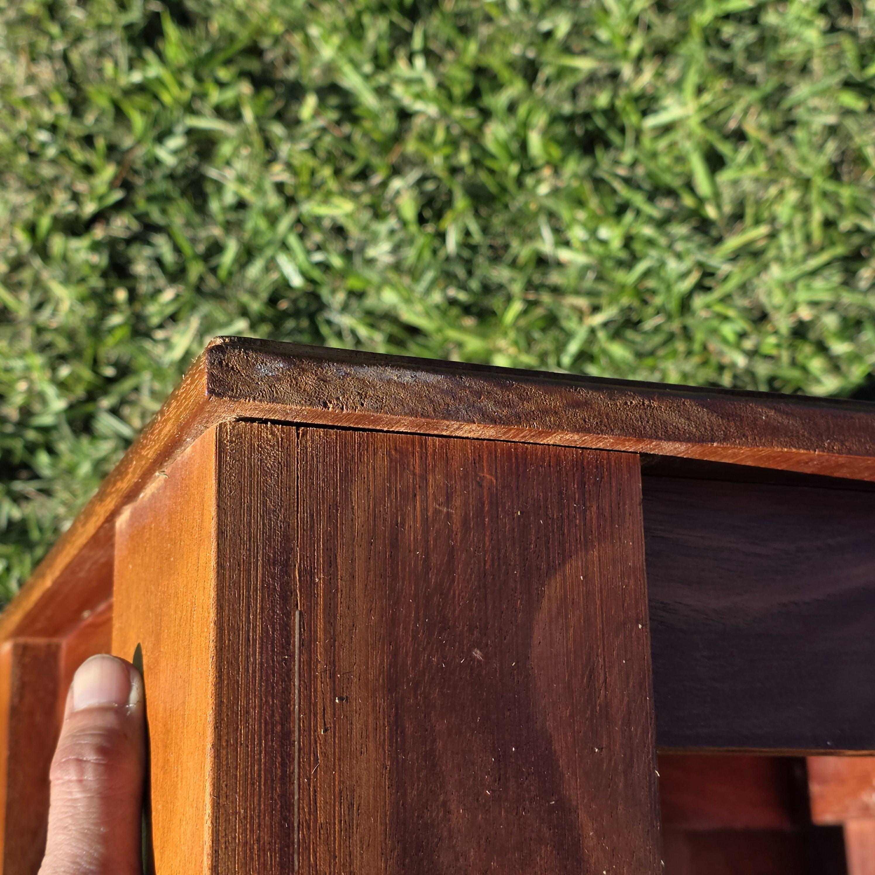 Vintage Solid Mahogany Cube Side Table/Stool -Minimalist Modern Design 16" x 16"
