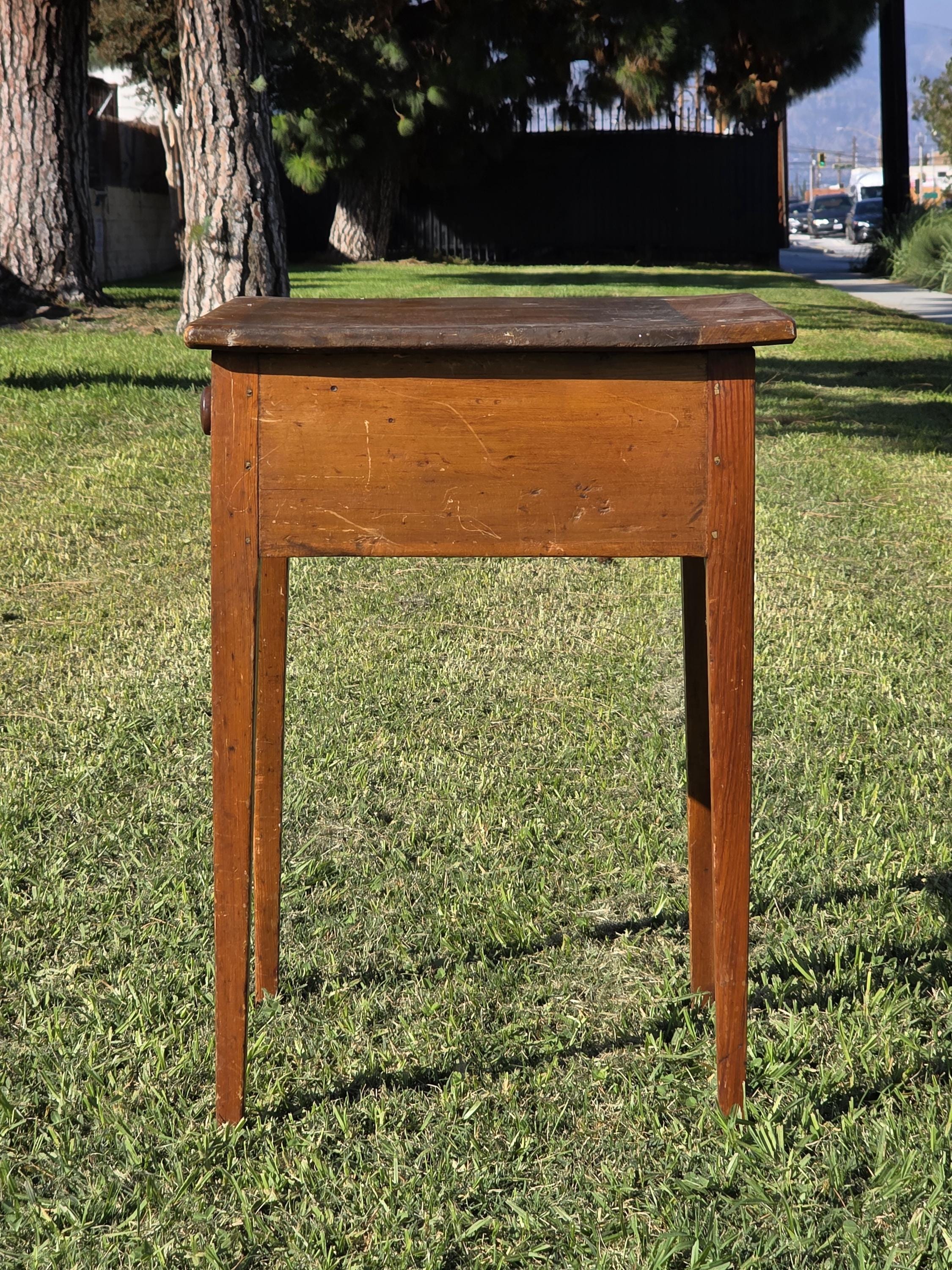 Antique New England Cherry One-Drawer Work Table c.1820s Original Mushroom Knob