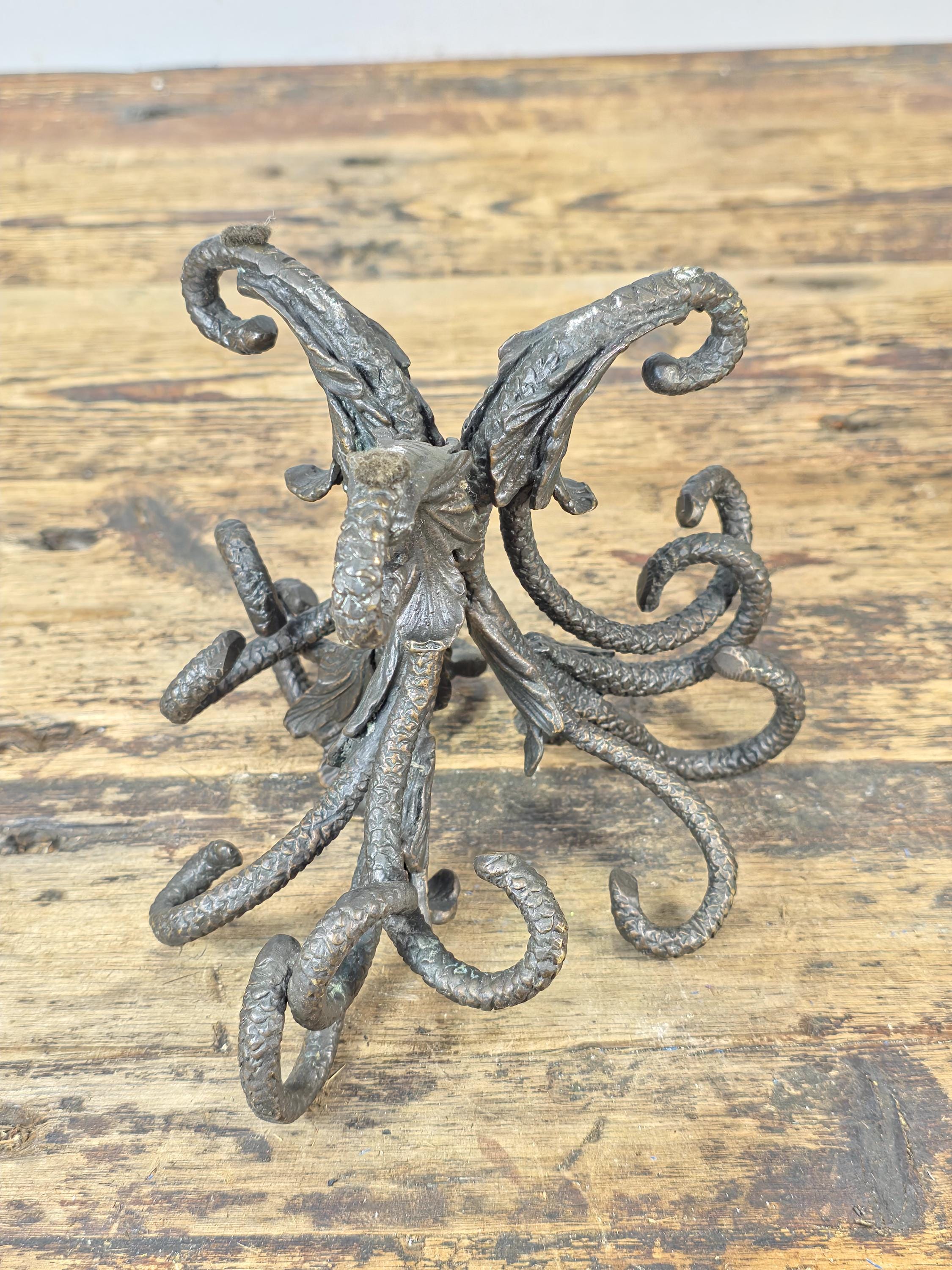 Botanical Cast Bronze Sphere Stand — Acanthus Leaf Orb Holder 6"