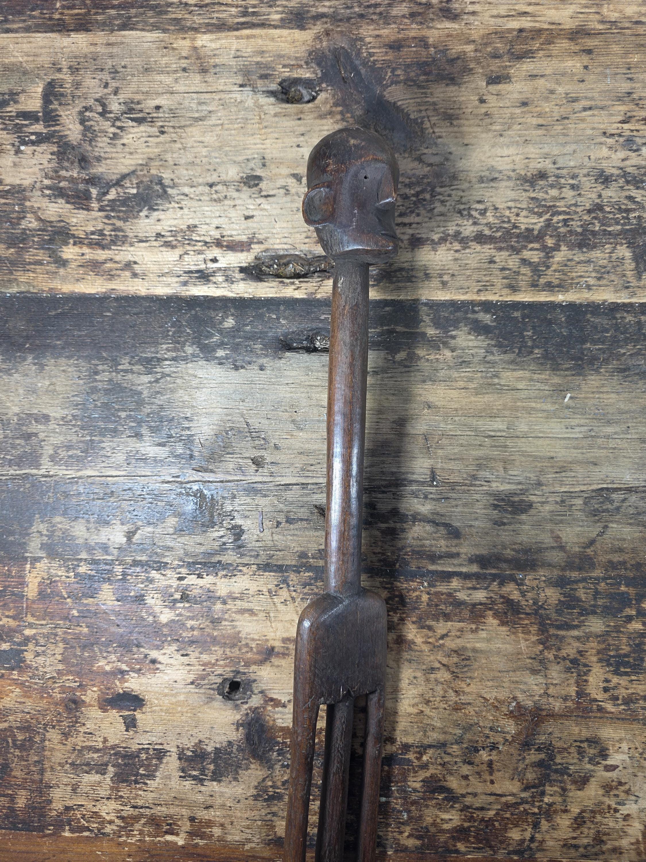 African Tribal Art Tall Carved Wood Figure w/ Split Legs 61"