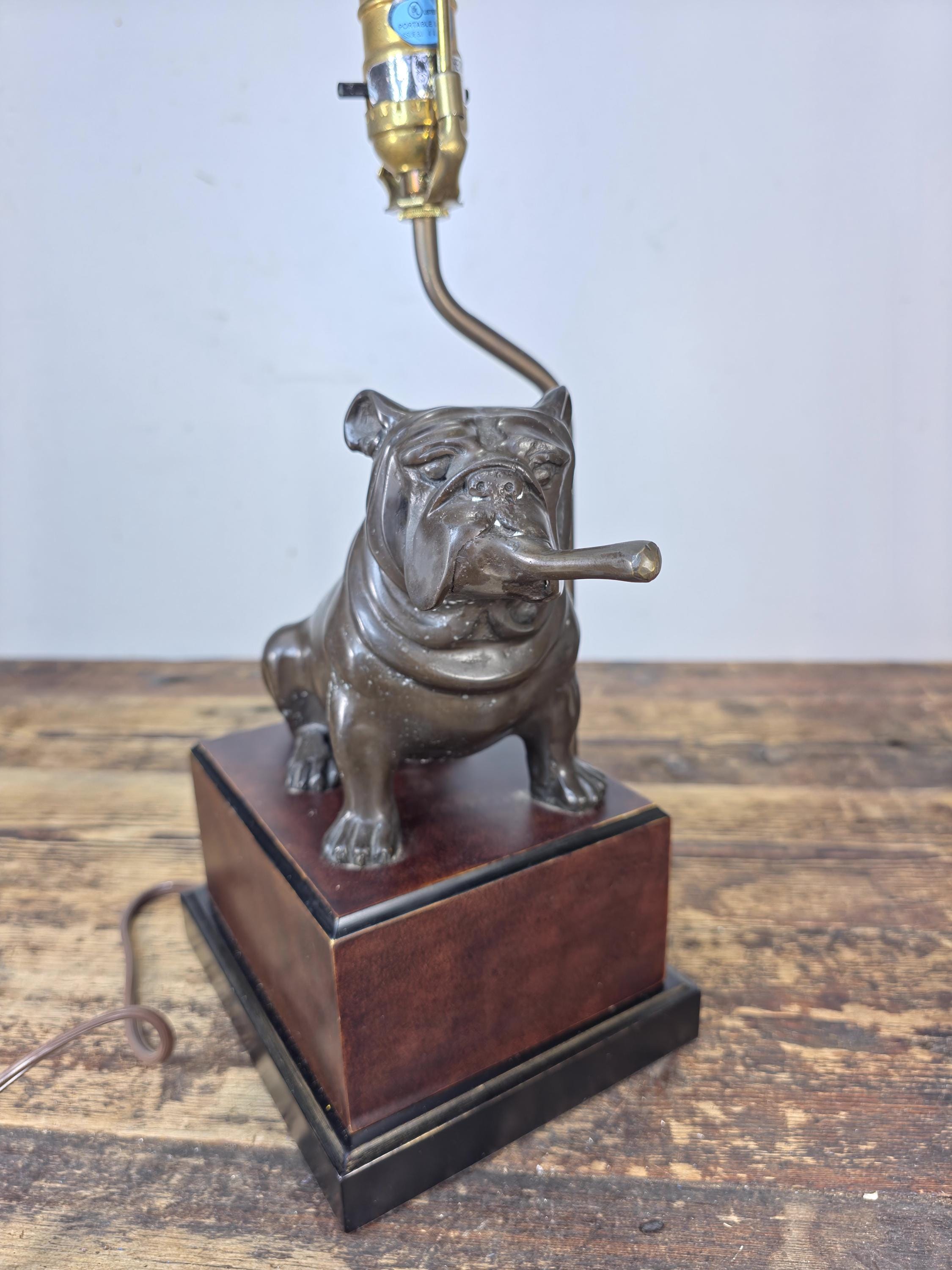 Vintage Bronze-Tone Metal Bulldog Table Lamp — SF Bay Trading