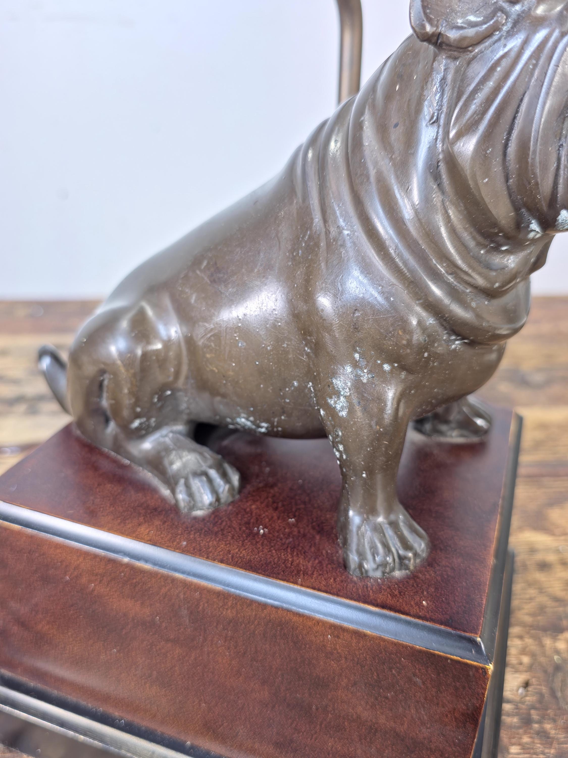 Vintage Bronze-Tone Metal Bulldog Table Lamp — SF Bay Trading