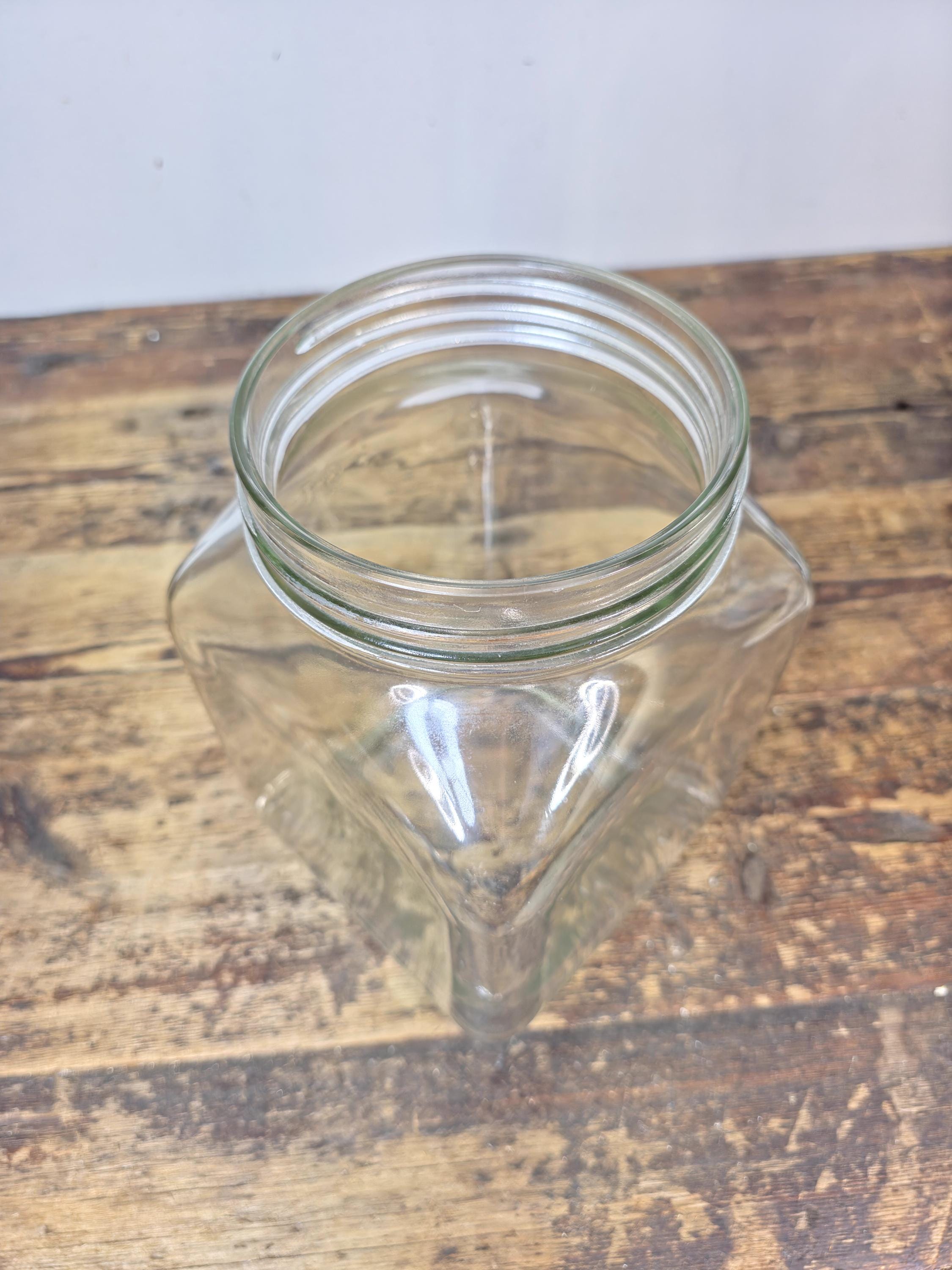 Vintage 4-Quart Glass Butter Churn with Hand-Crank Gear — FC Marked